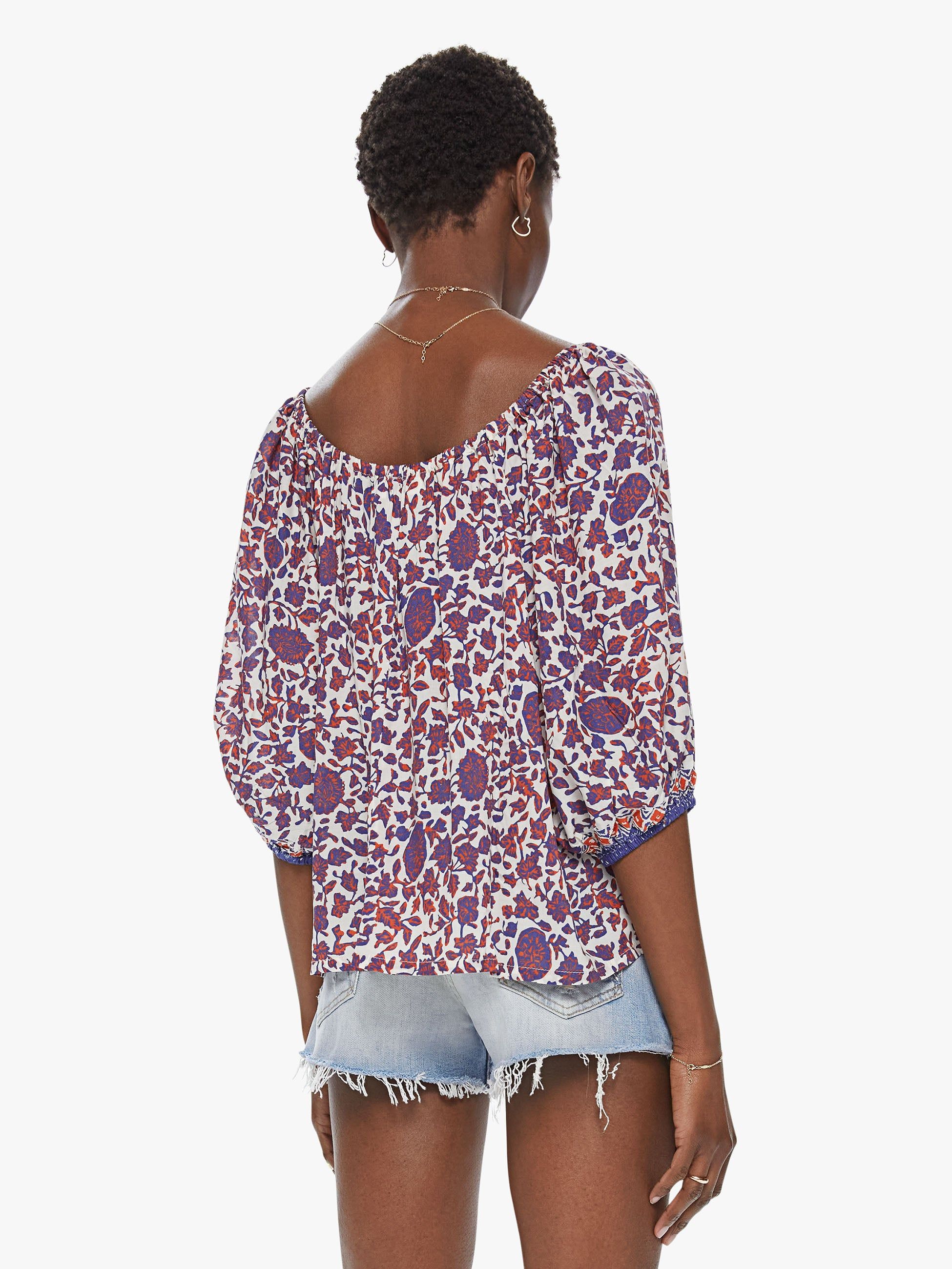Natalie Martin Ella Top - Bloom Print Lapis sold by MOTHER product image thumbnail 4