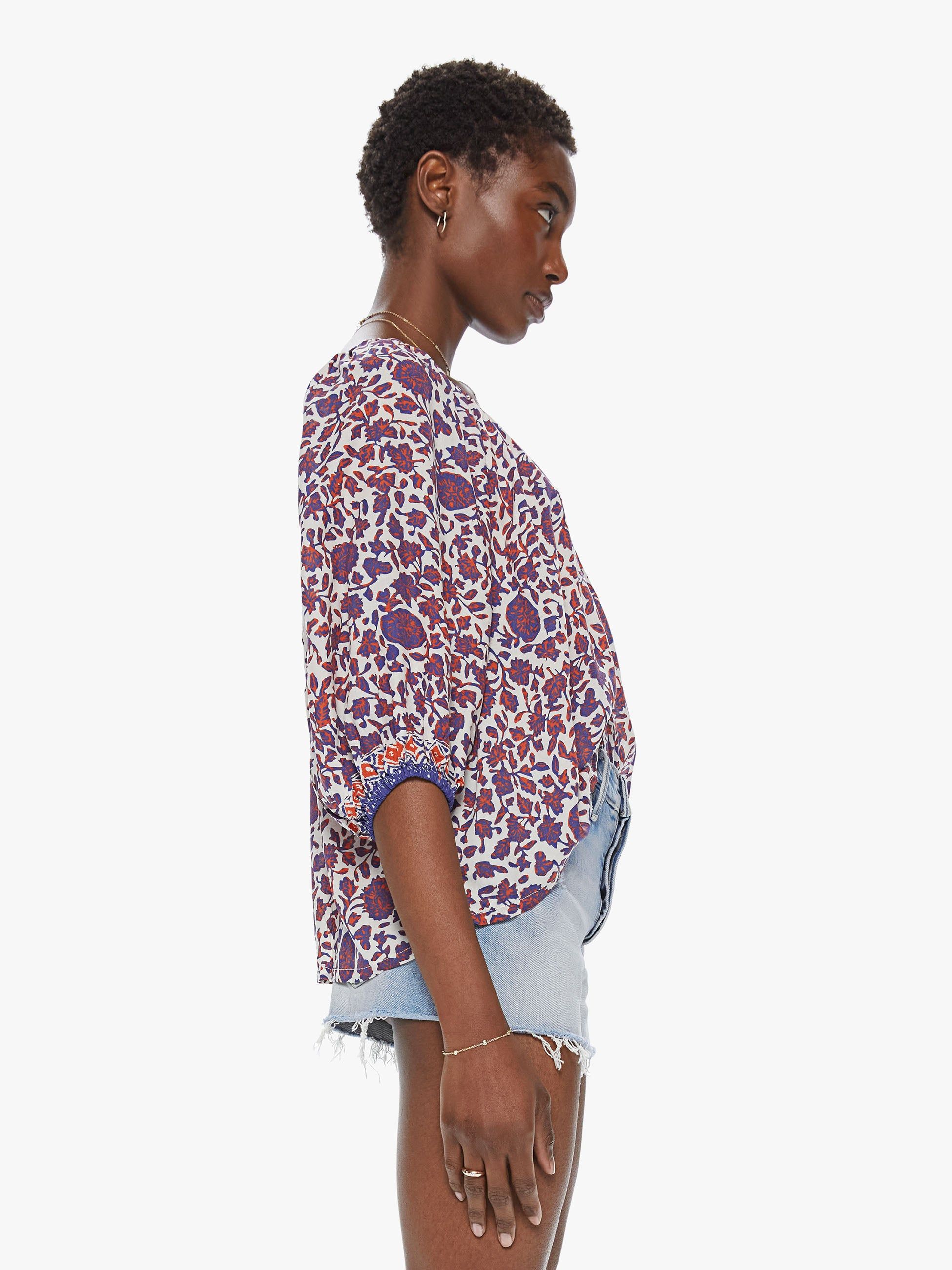 Natalie Martin Ella Top - Bloom Print Lapis sold by MOTHER product image thumbnail 3