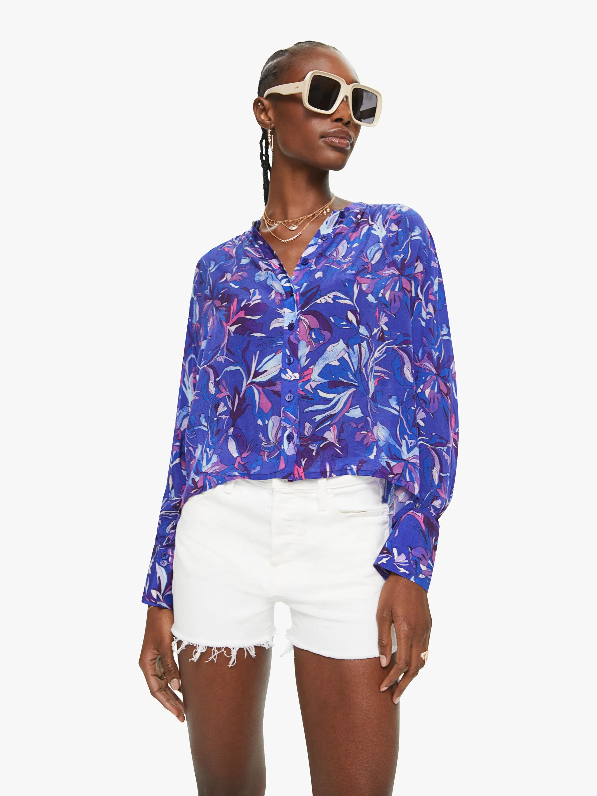 Maria Cher Celia Blouse - Carhue Blue sold by MOTHER product image thumbnail 2