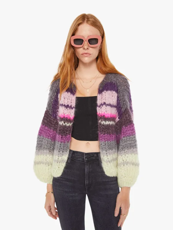 Maiami Mohair Bomber Cardigan Stripe - Neon Berry made by MOTHER