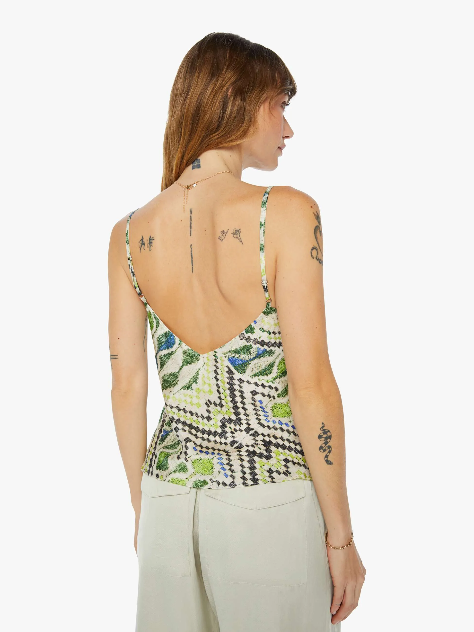 Maria Cher Nuria Slip Top - Green Vision sold by MOTHER product image thumbnail 4