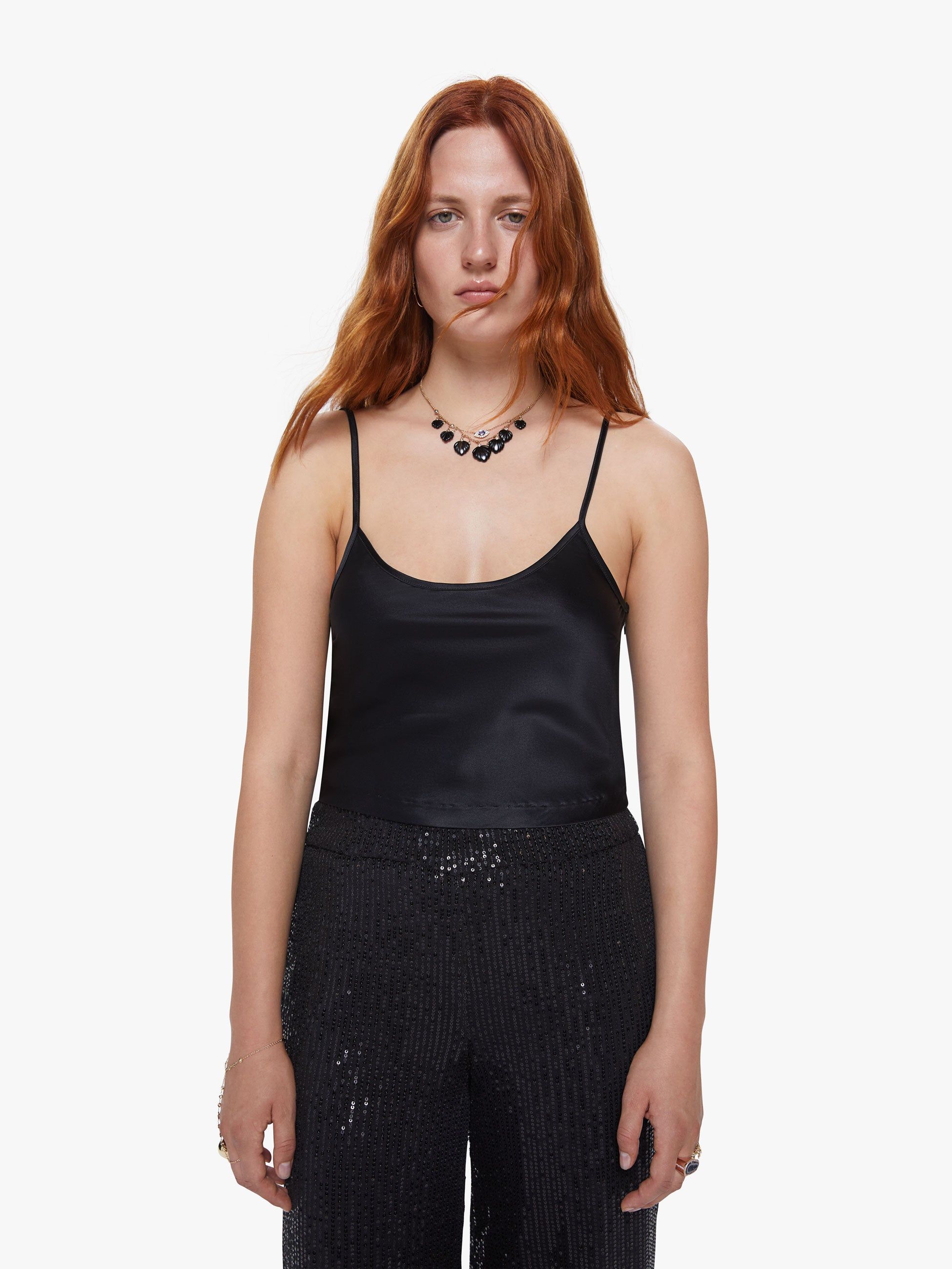 SPRWMN Cropped Scoop Neck Cami - Black sold by MOTHER