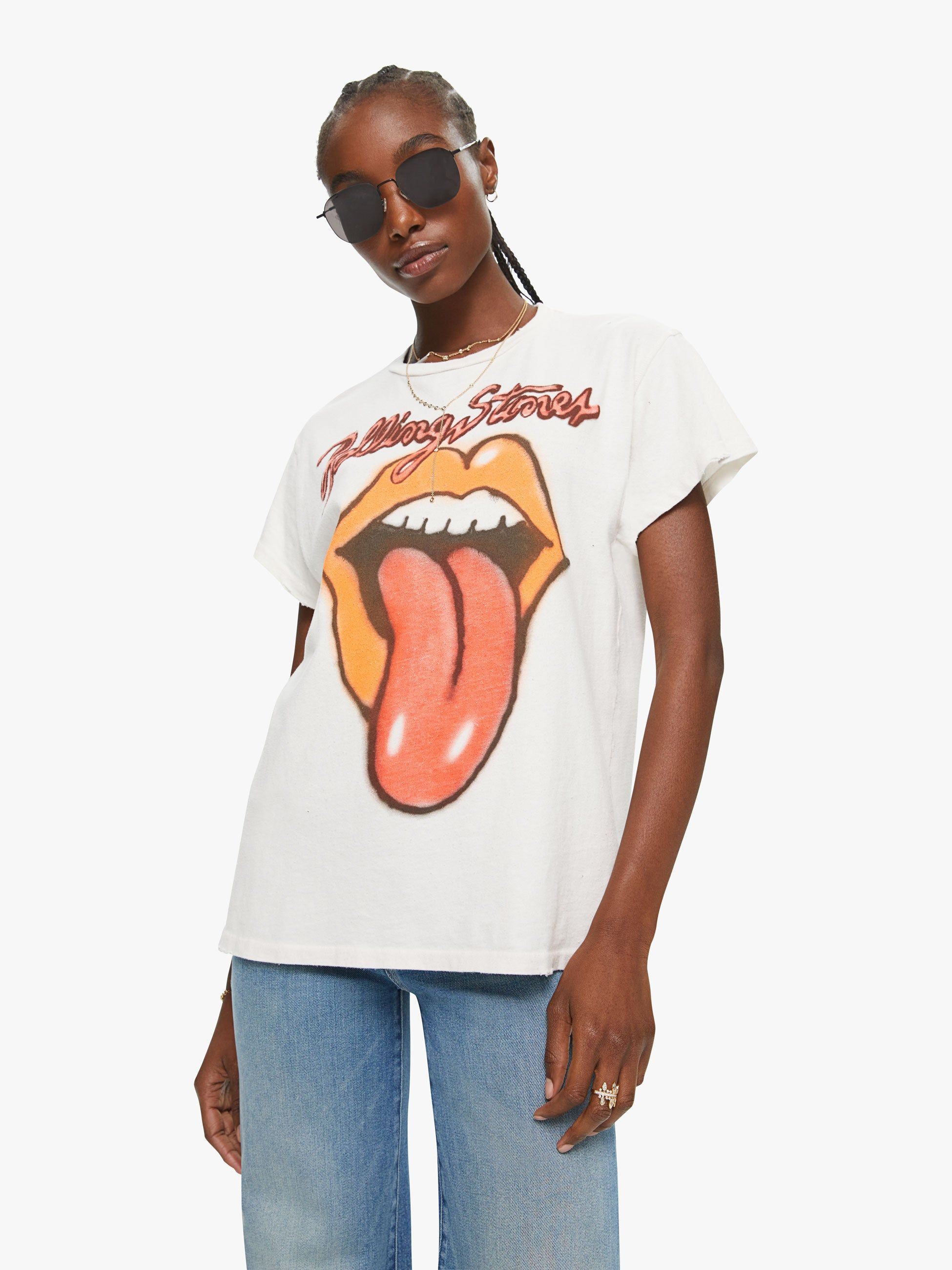 MadeWorn Rolling Stones Airbrush Tee - Vintage White sold by MOTHER