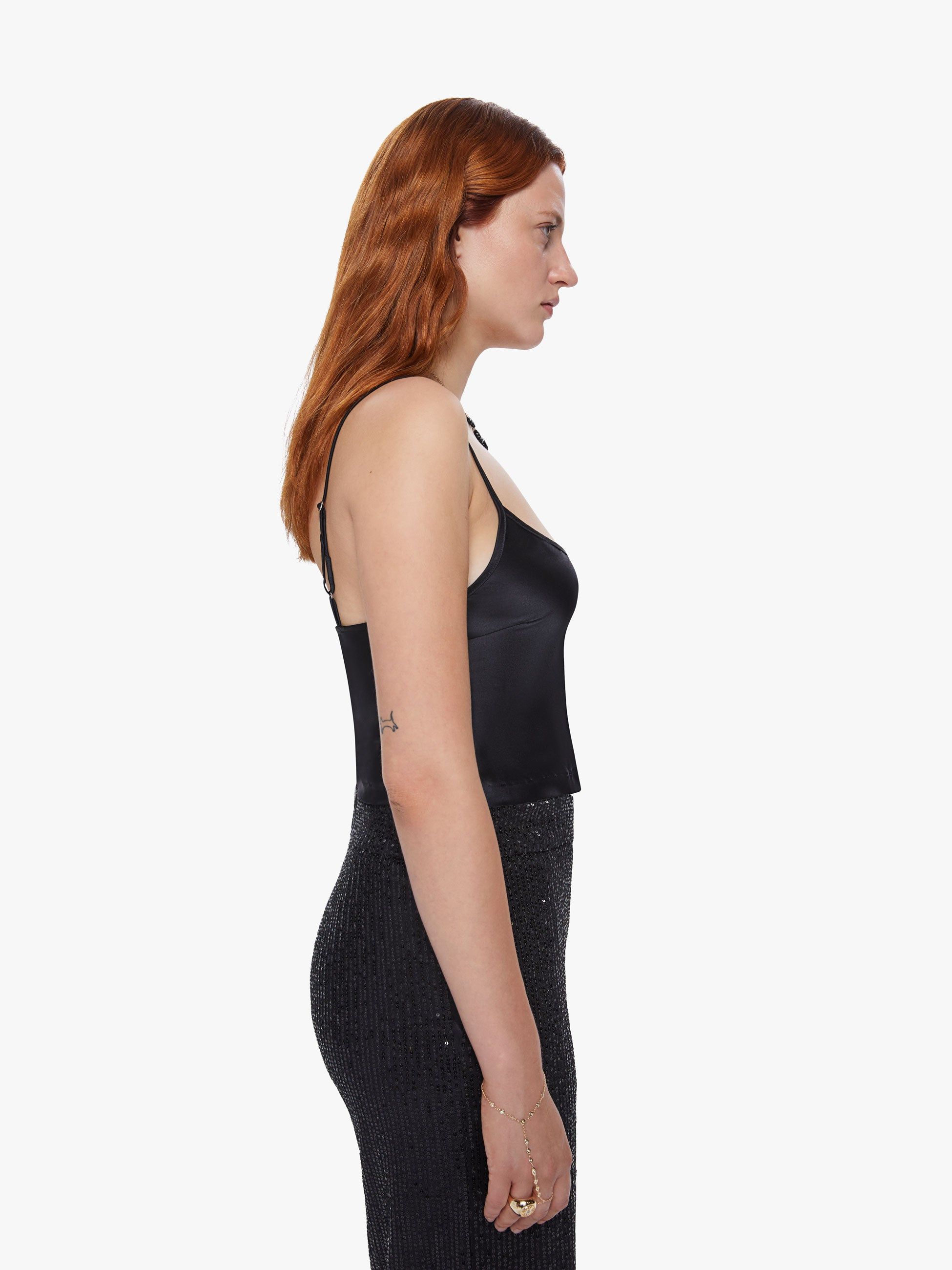 SPRWMN Cropped Scoop Neck Cami - Black sold by MOTHER product image thumbnail 3