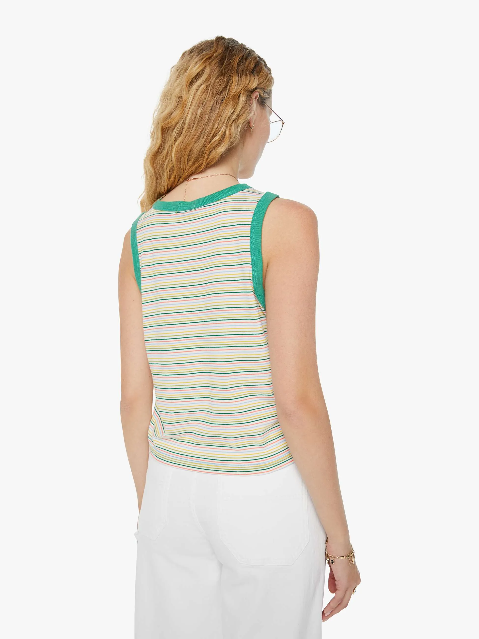 The Strong And Silent Type Pocket Tee - Green Multi Stripe sold by MOTHER product image thumbnail 4
