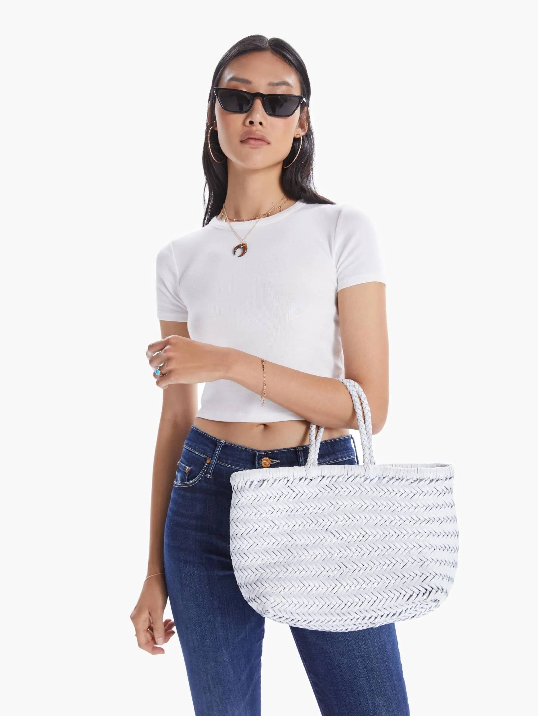 Basket Case Goa Small Leather Tote - White sold by MOTHER product image thumbnail 3