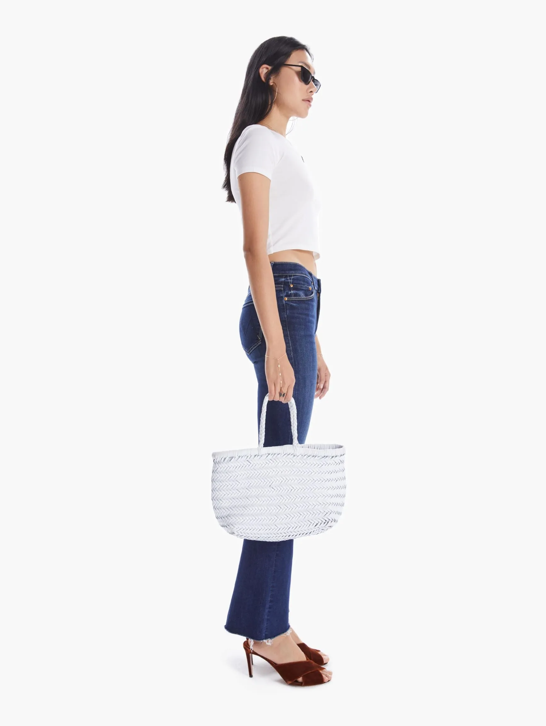 Basket Case Goa Small Leather Tote - White sold by MOTHER product image thumbnail 4