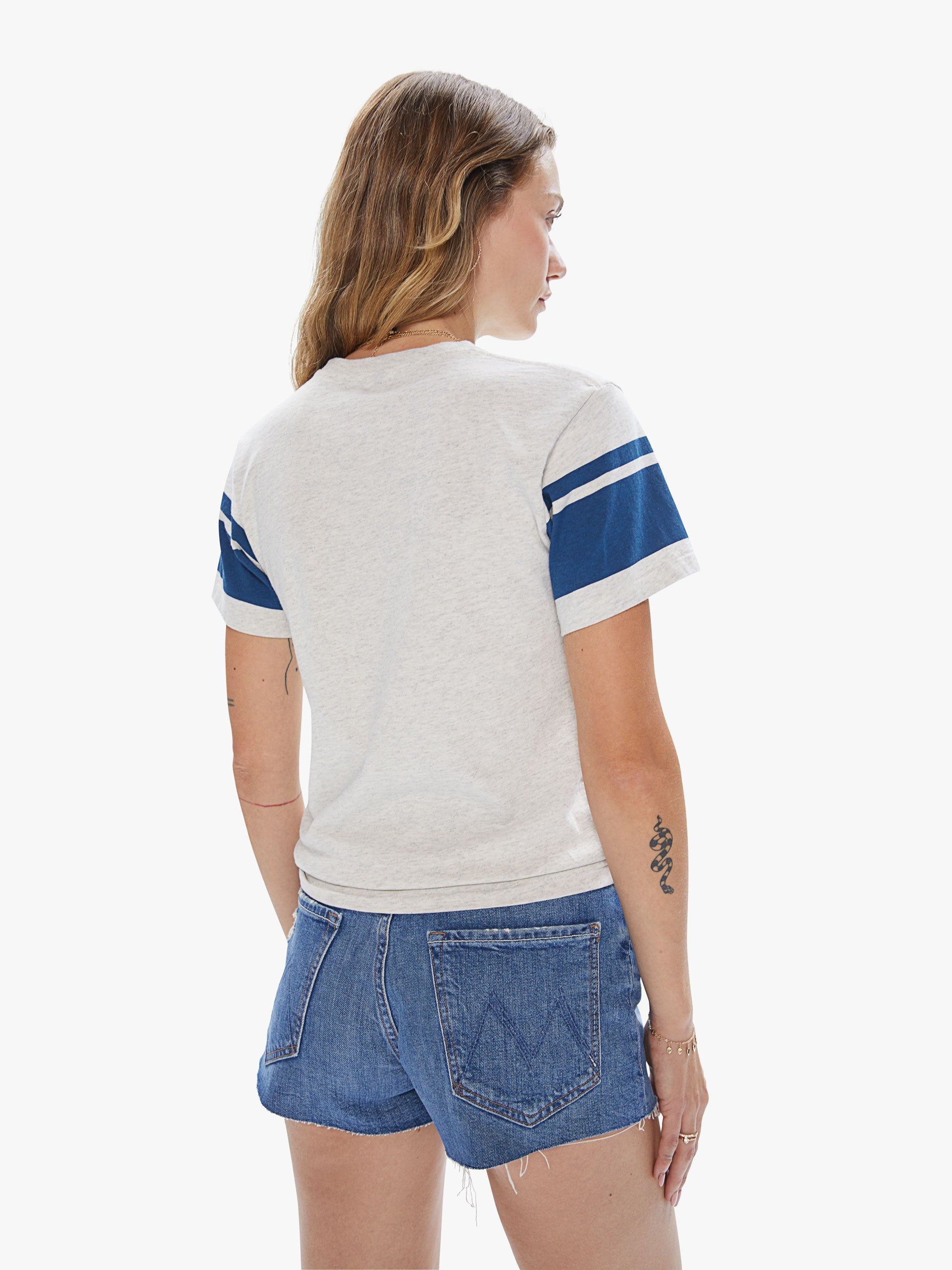 Velva Sheen College Arm Stripe Tee - Oatmeal/Navy sold by MOTHER product image thumbnail 4