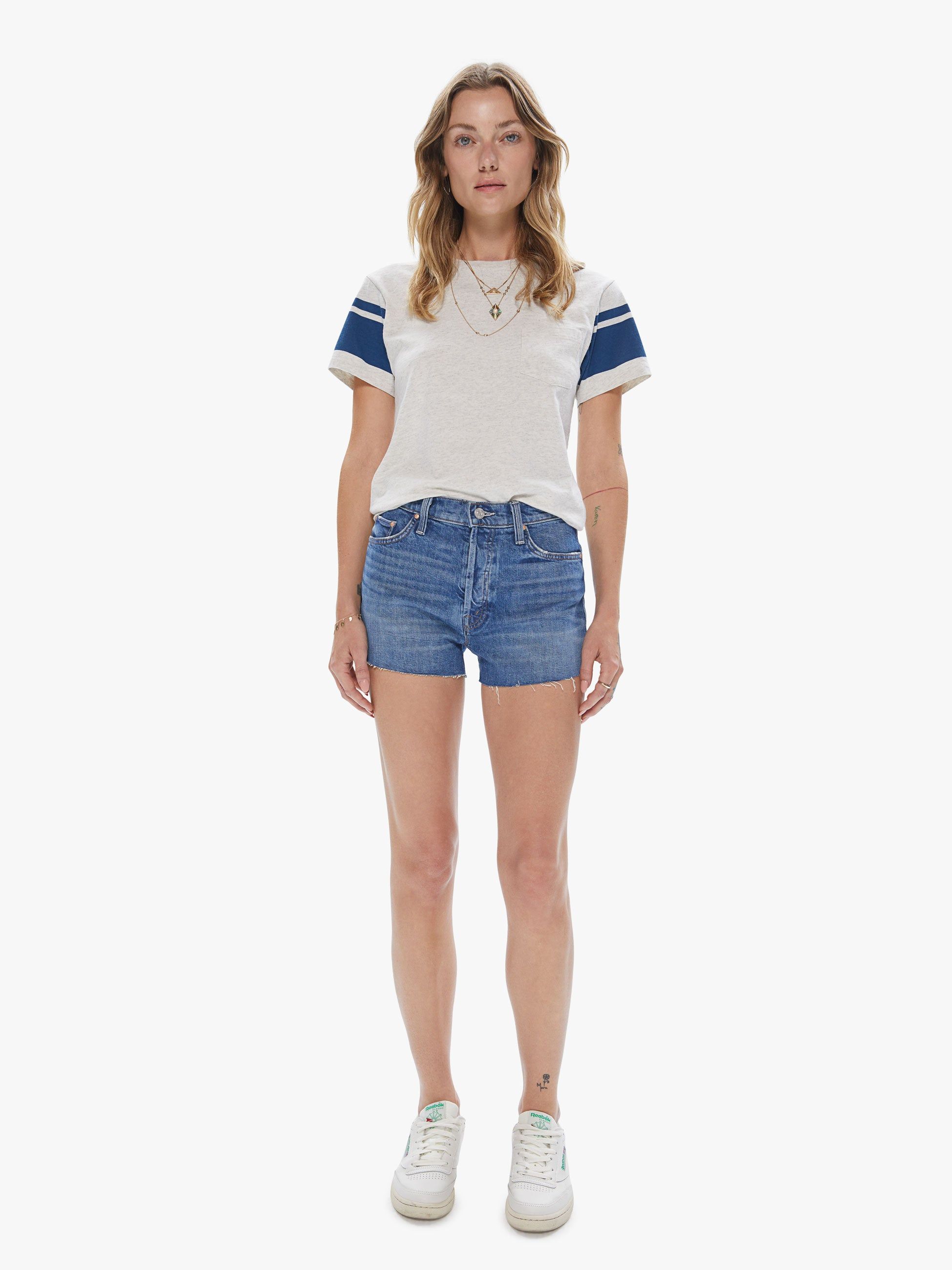 Velva Sheen College Arm Stripe Tee - Oatmeal/Navy sold by MOTHER product image thumbnail 5