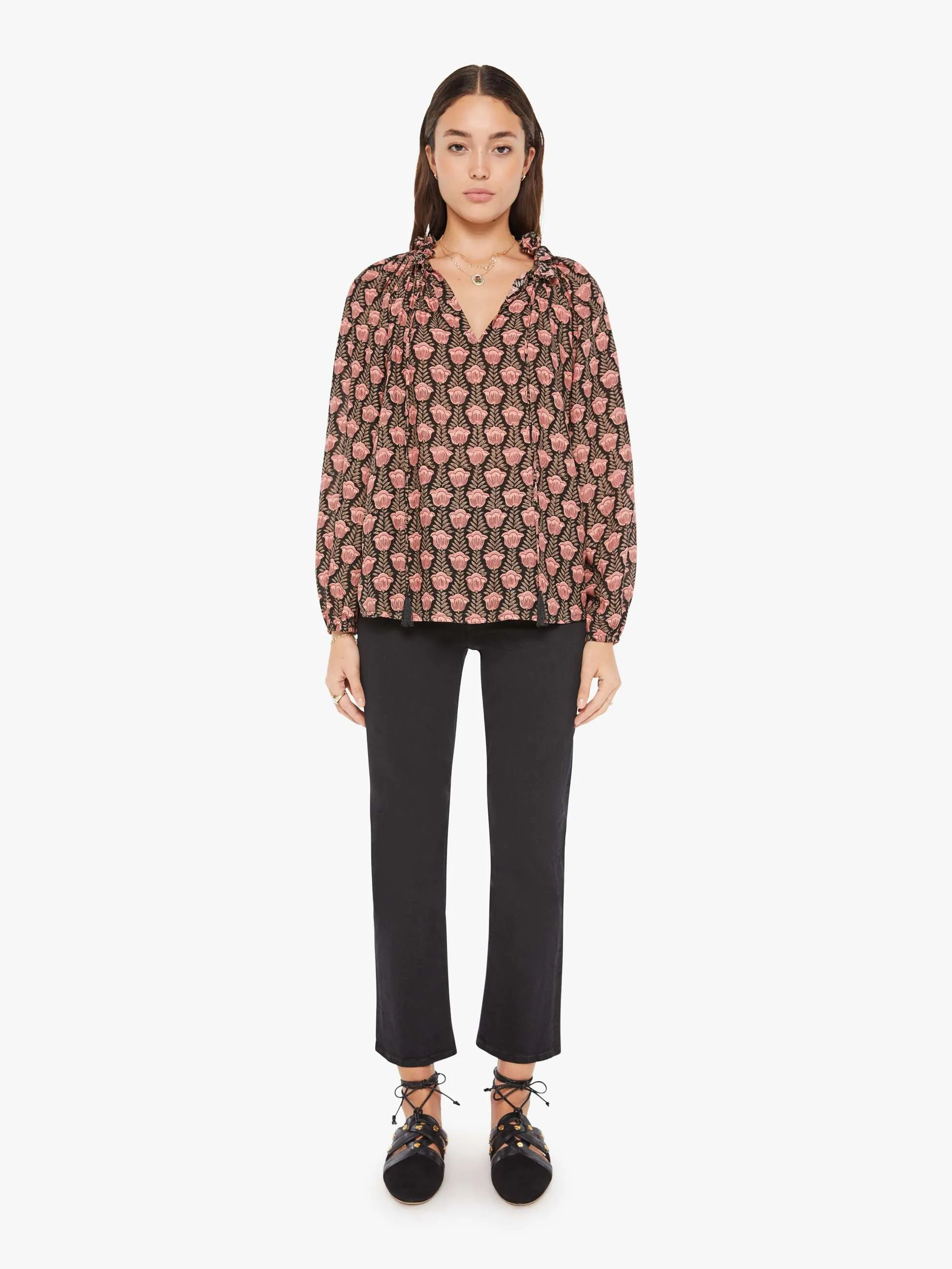 Natalie Martin Penny Blouse - Tulip Kamari Black sold by MOTHER product image thumbnail 5