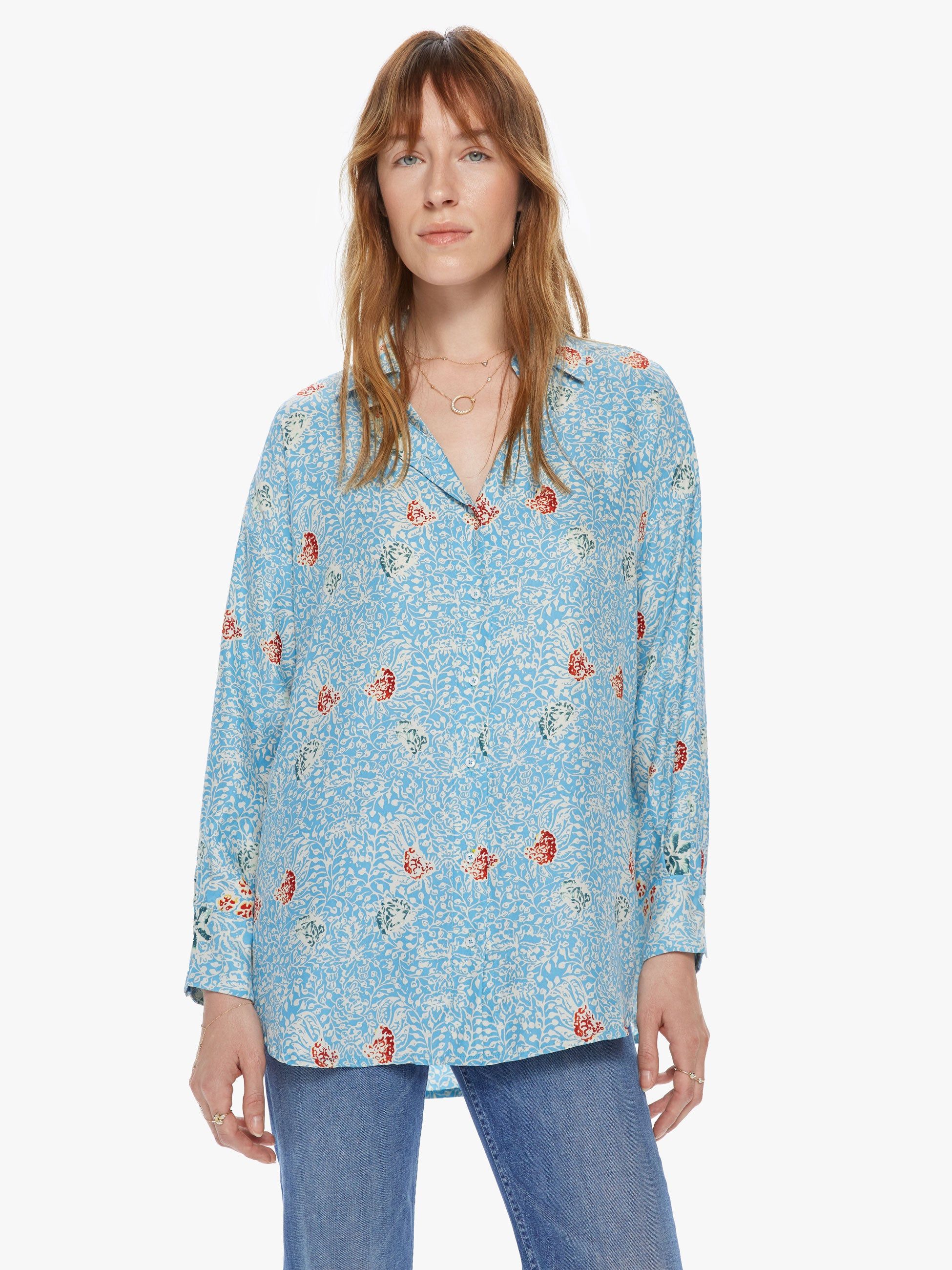 Natalie Martin Jennifer Shirt - Andromeda Turquoise sold by MOTHER