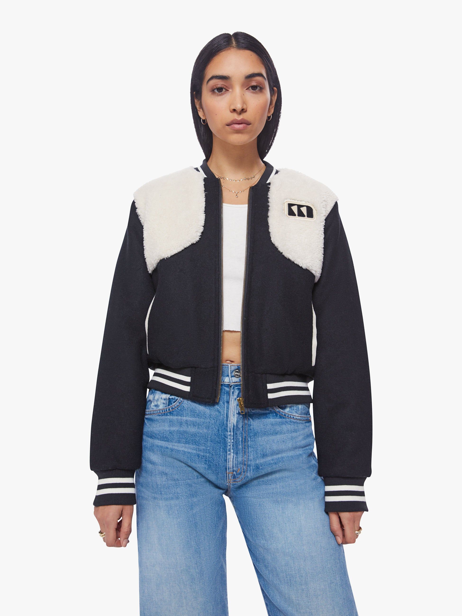 The Vested Varsity Bomber Jacket - Counting Sheep sold by MOTHER