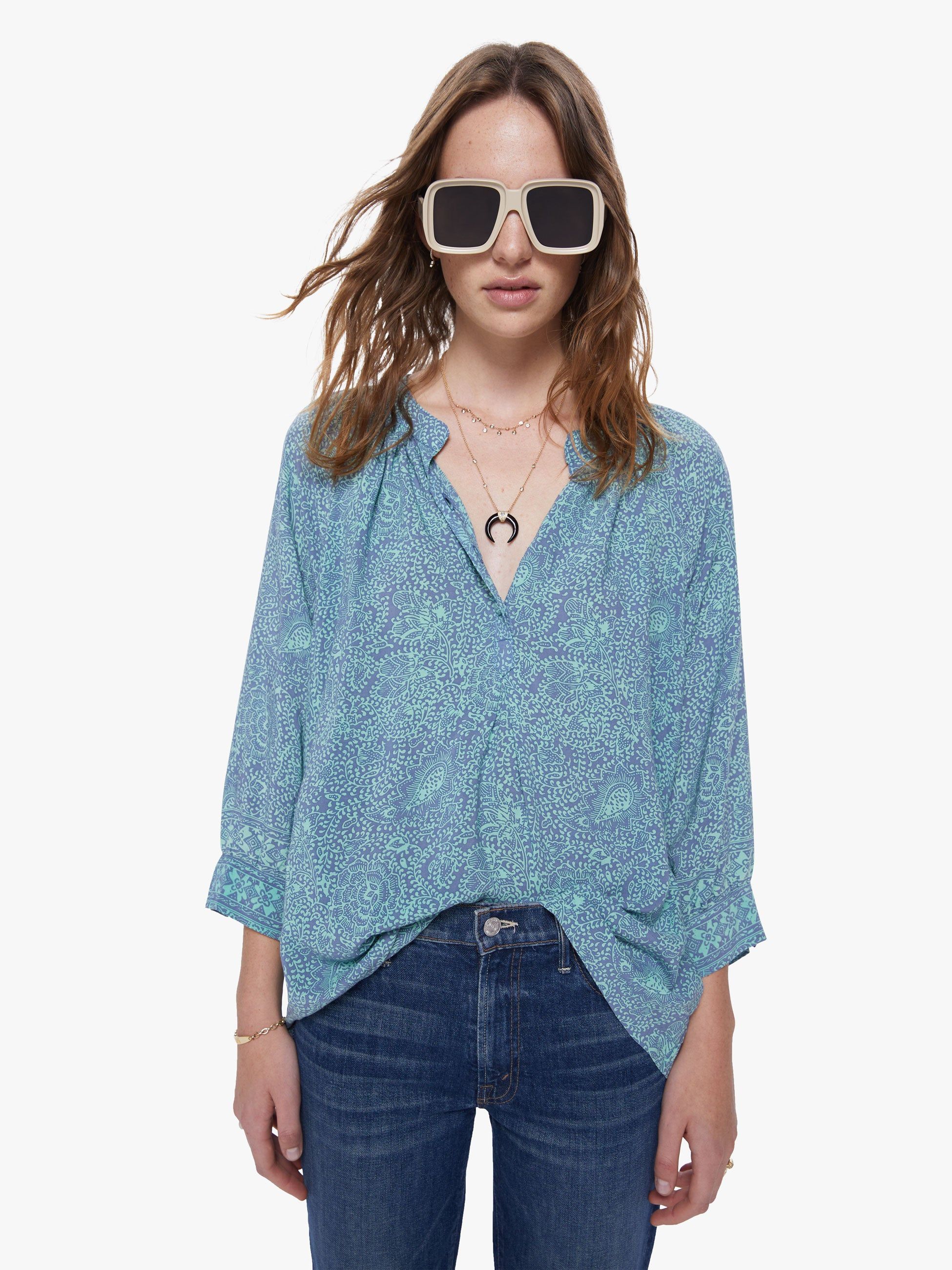 Natalie Martin Remy Top - Shangri-La Periwinkle sold by MOTHER