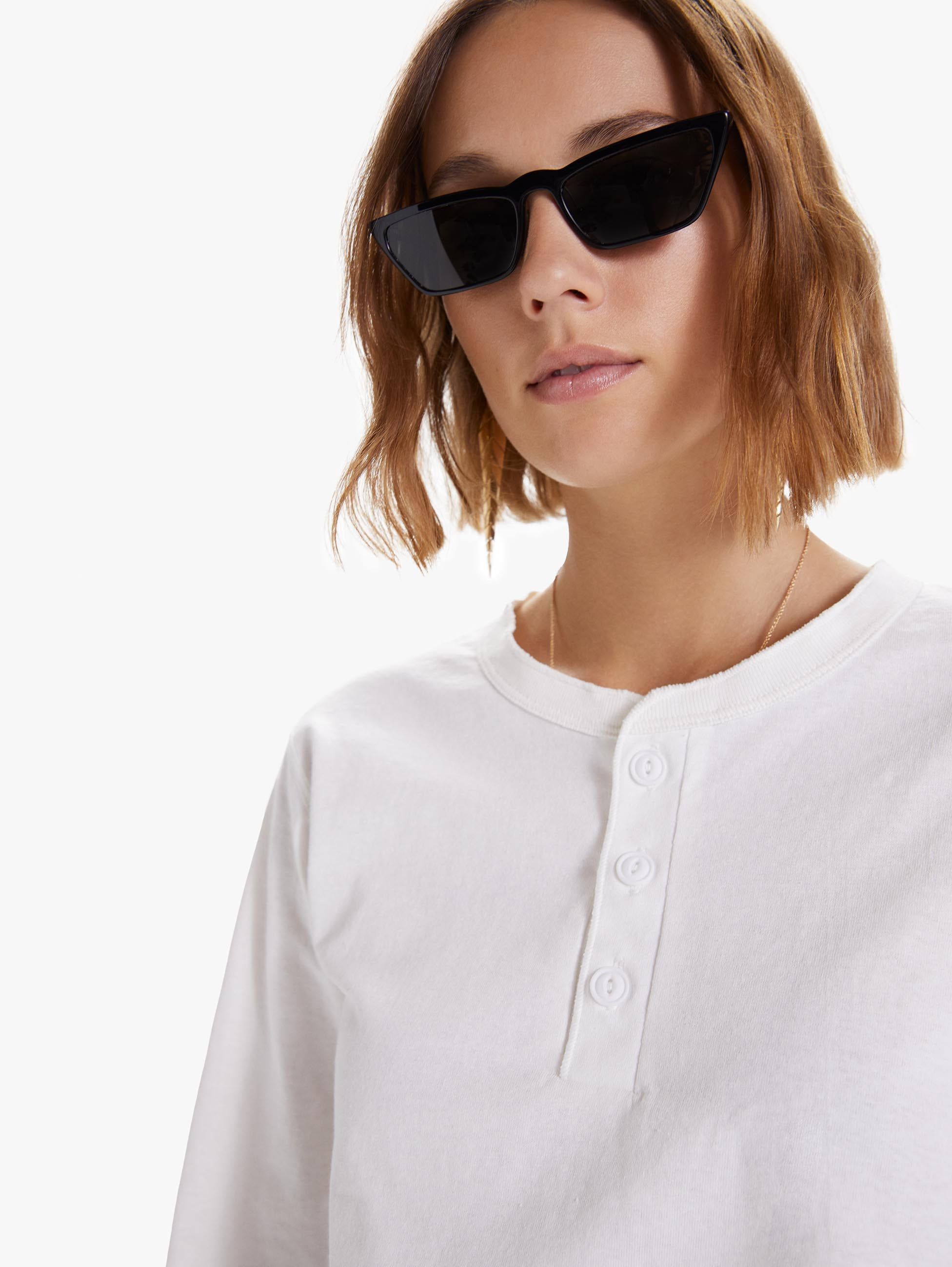 Velva Sheen Tubular Long Sleeve Henley Tee - White sold by MOTHER product image thumbnail 5