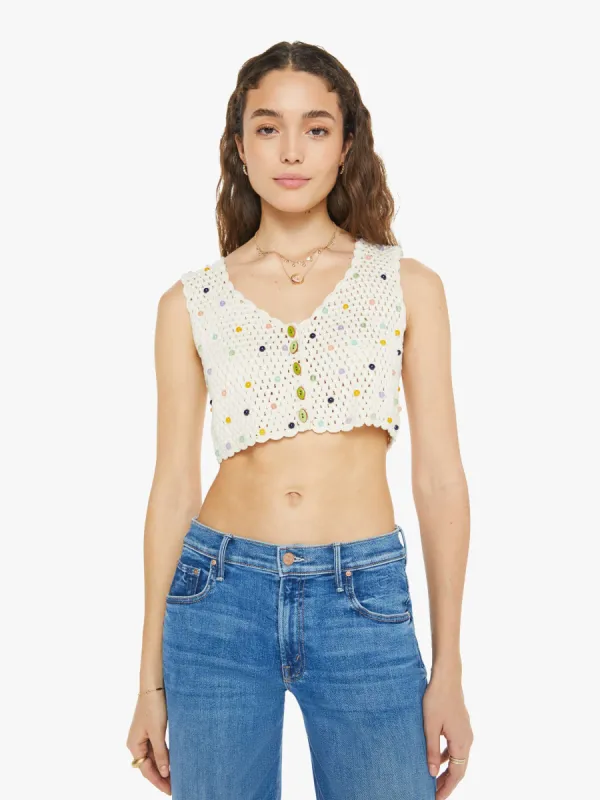 Alix Of Bohemia Ludi Pearl Beaded Crochet Top - Ivory sold by MOTHER