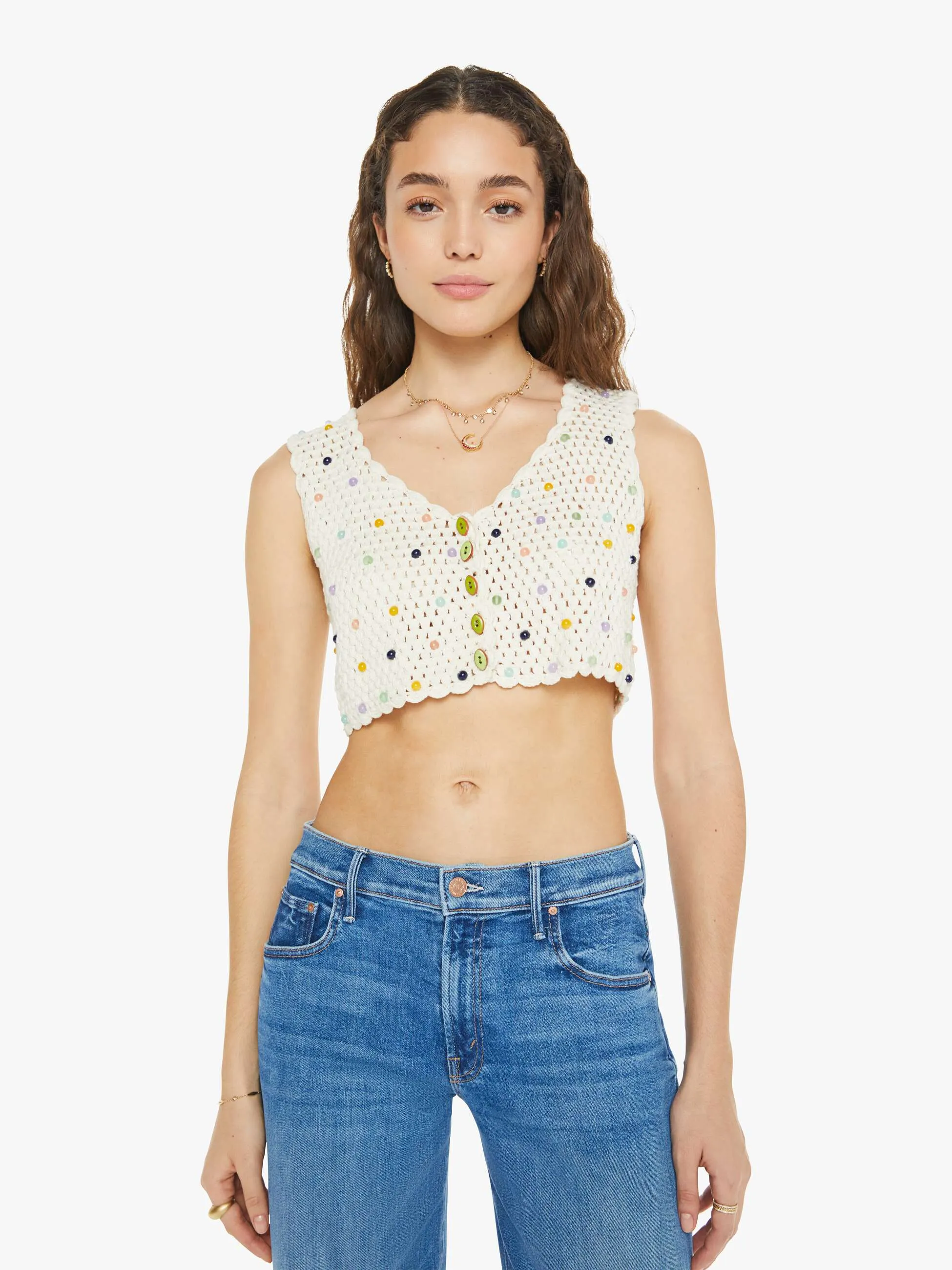 Alix Of Bohemia Ludi Pearl Beaded Crochet Top - Ivory sold by MOTHER product image thumbnail 2