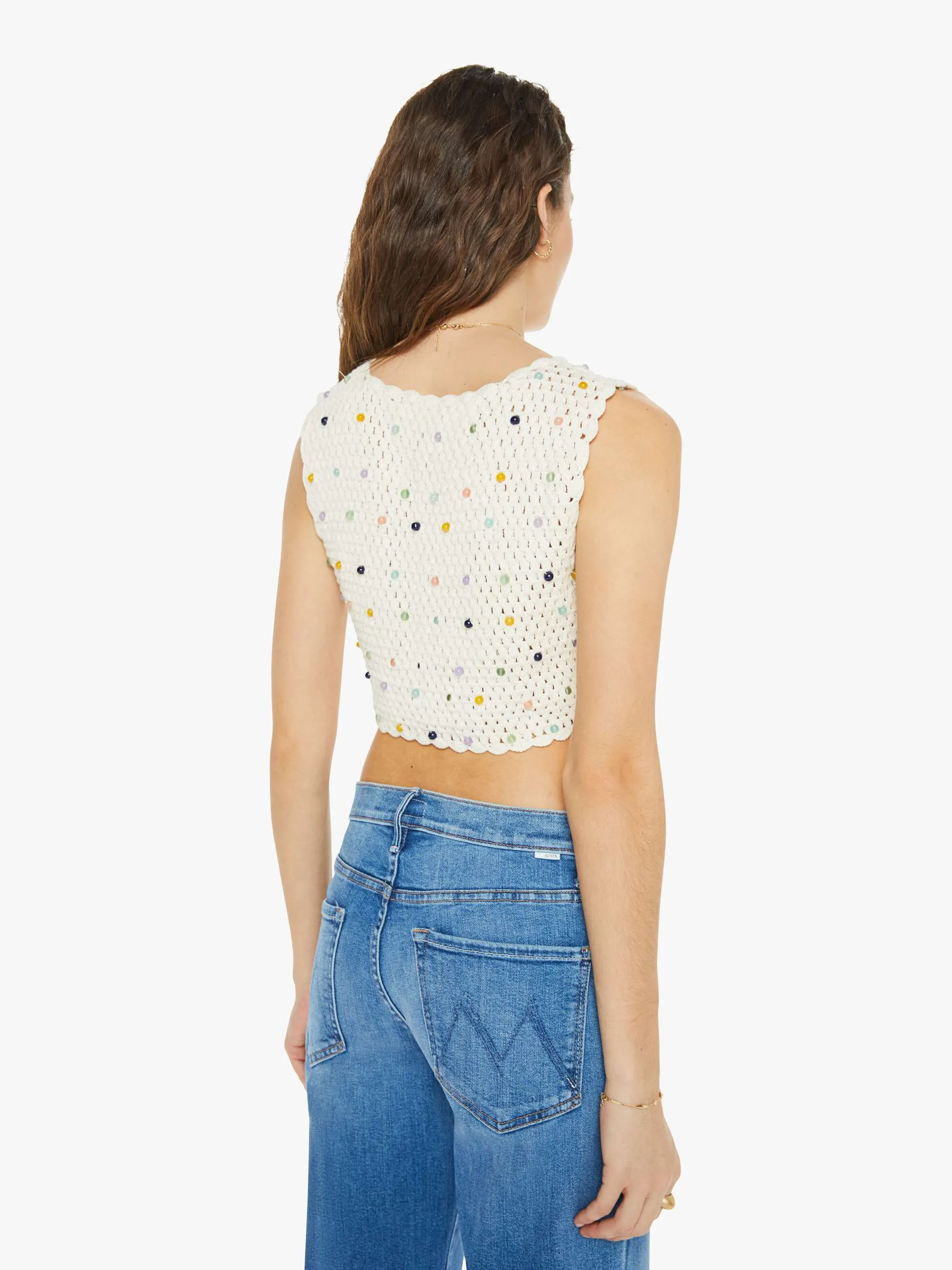 Alix Of Bohemia Ludi Pearl Beaded Crochet Top - Ivory sold by MOTHER product image thumbnail 4