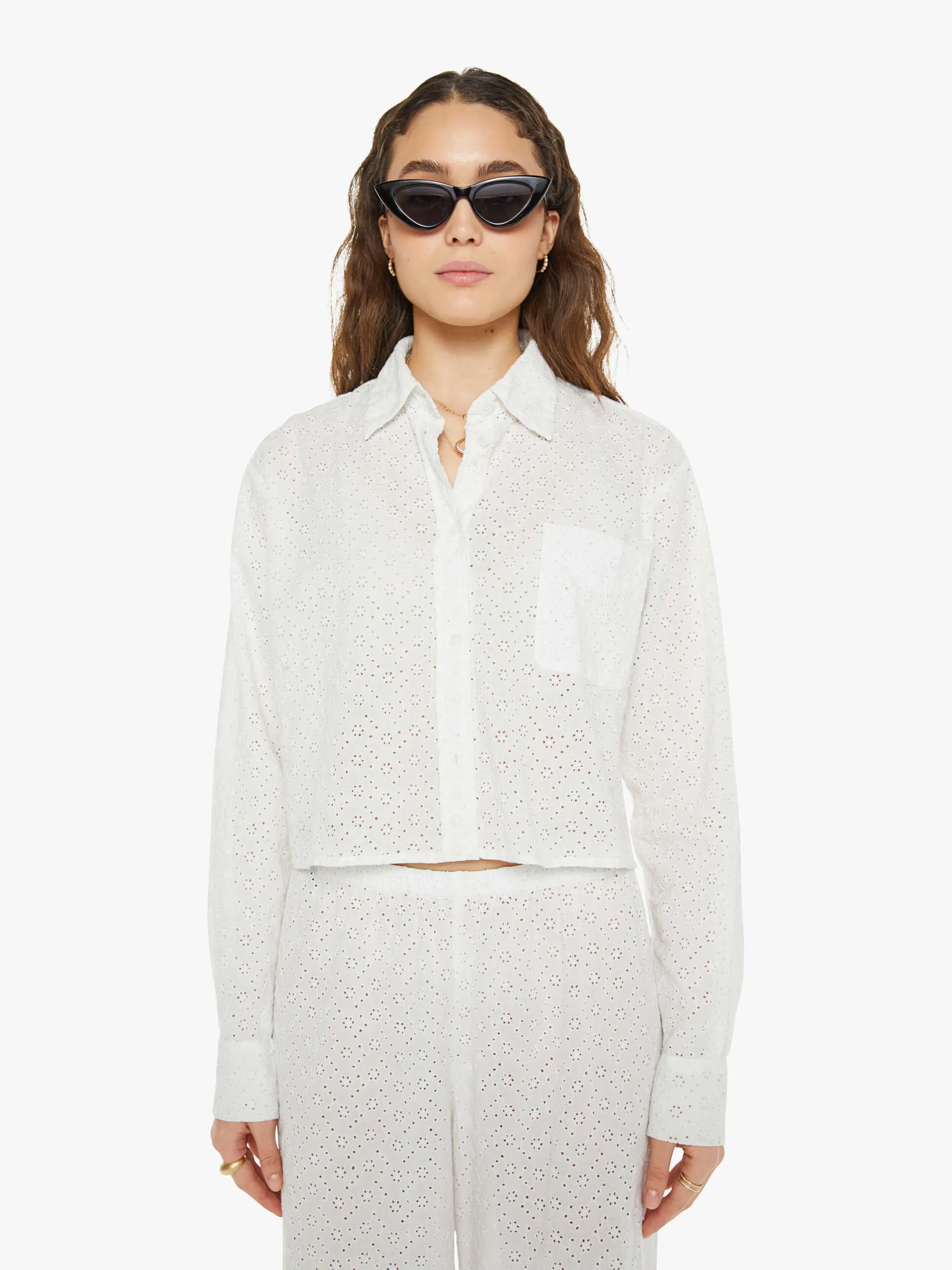SPRWMN Cropped Button Up - White sold by MOTHER product image thumbnail 2
