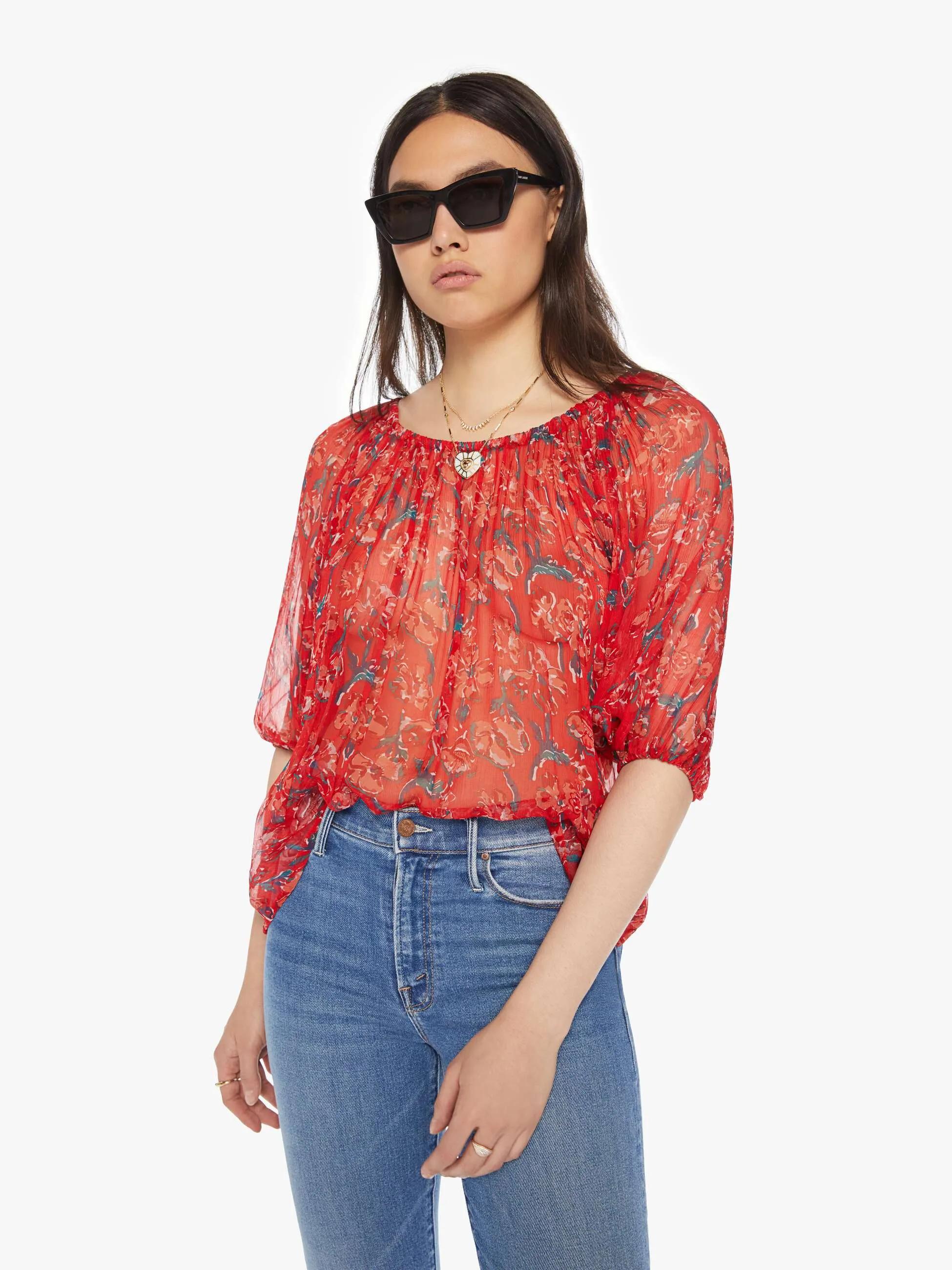 Natalie Martin Ella Top - Watercolor Vermillion sold by MOTHER product image thumbnail 2