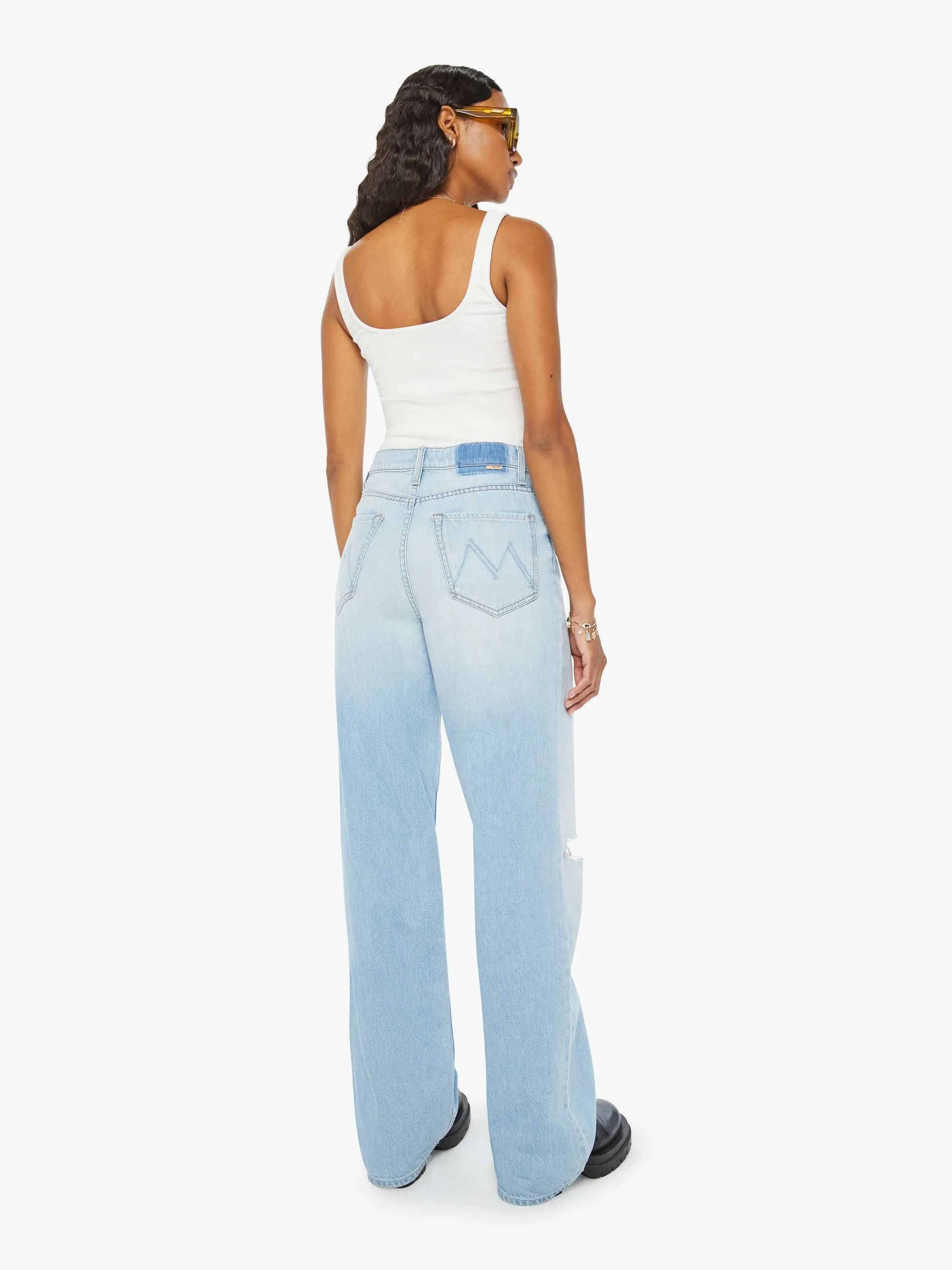 High Waisted Spinner Zip Heel - Ripped Off sold by MOTHER product image thumbnail 4