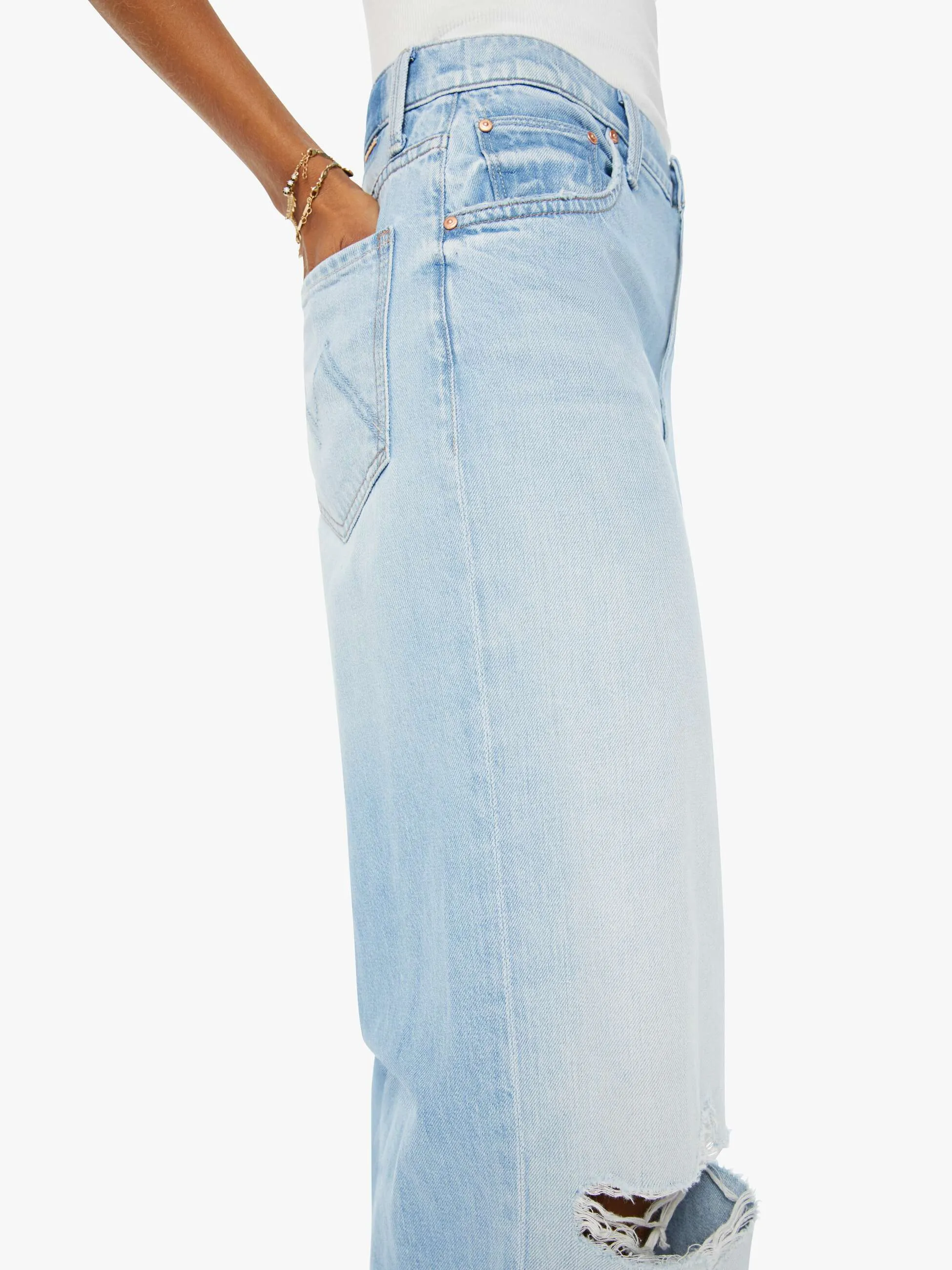 High Waisted Spinner Zip Heel - Ripped Off sold by MOTHER product image thumbnail 5