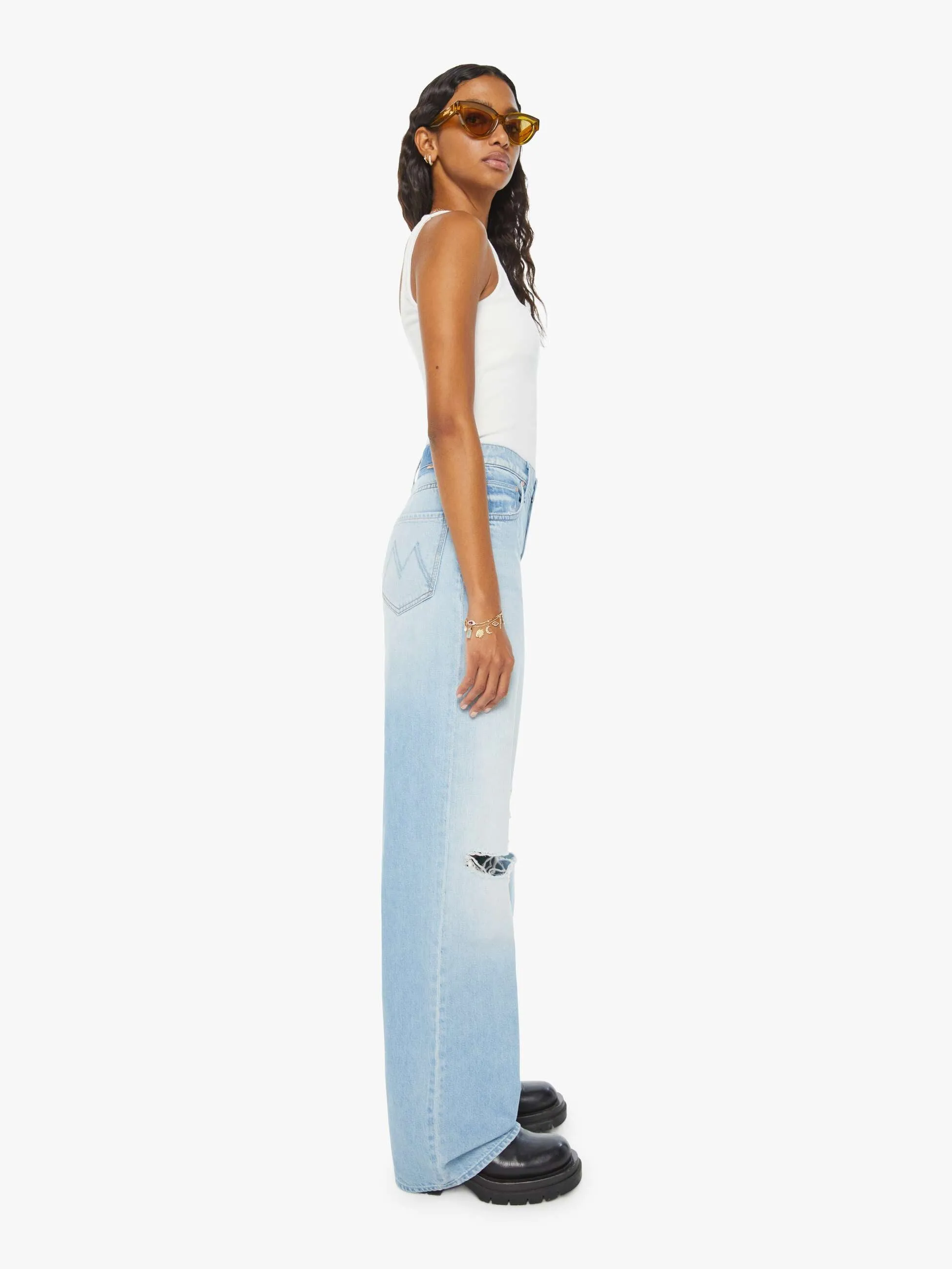 High Waisted Spinner Zip Heel - Ripped Off sold by MOTHER product image thumbnail 3