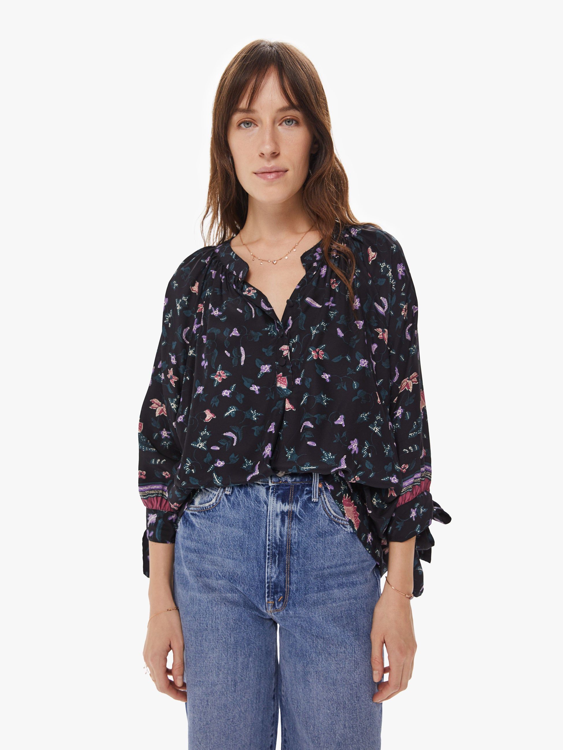 Natalie Martin Renata Shirt - Lotus Print Nero sold by MOTHER