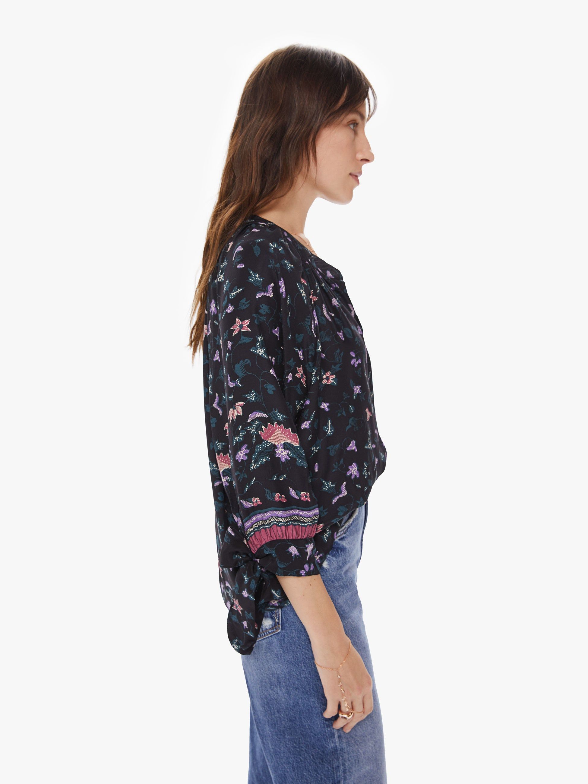 Natalie Martin Renata Shirt - Lotus Print Nero sold by MOTHER product image thumbnail 2