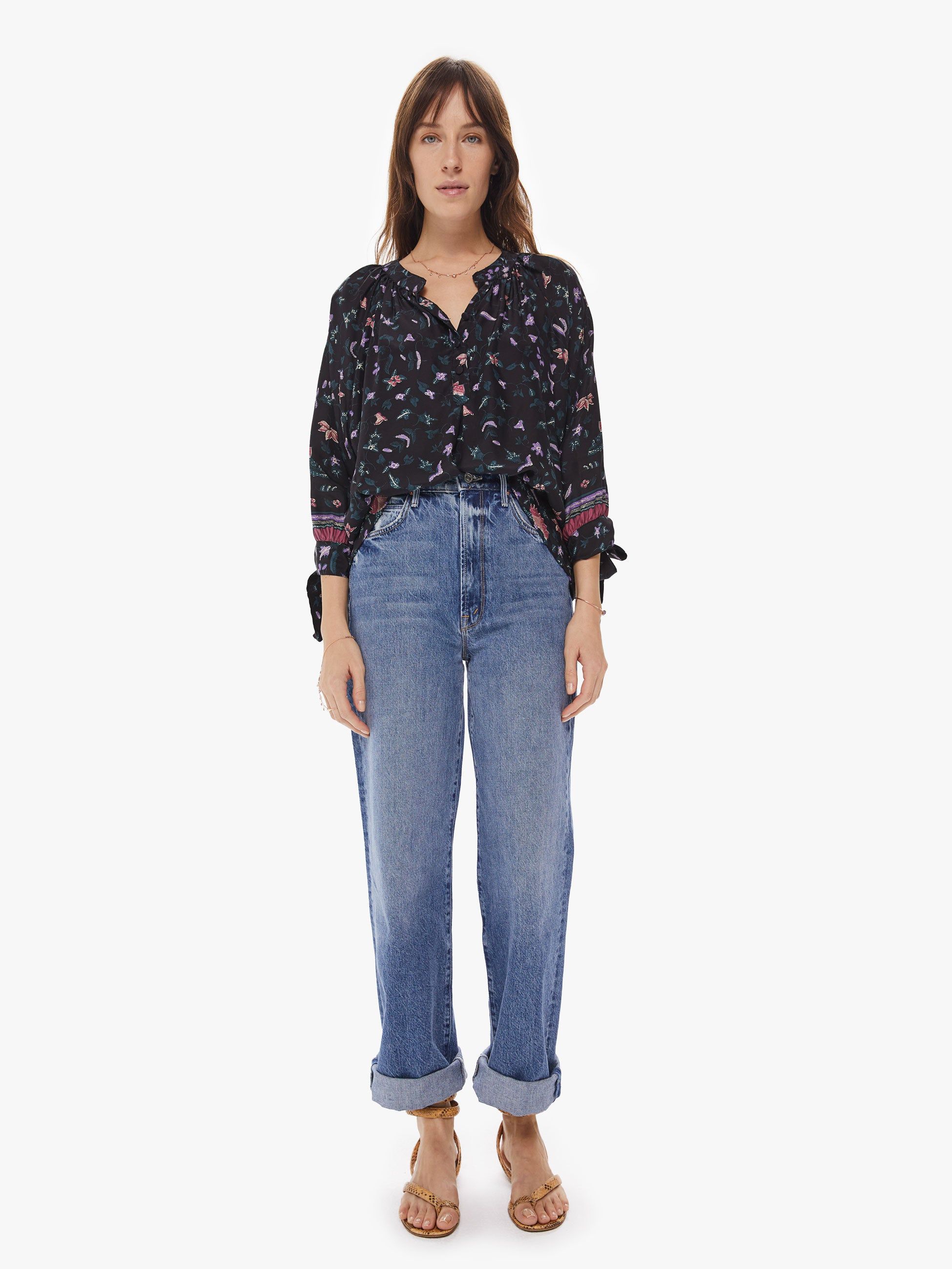 Natalie Martin Renata Shirt - Lotus Print Nero sold by MOTHER product image thumbnail 4