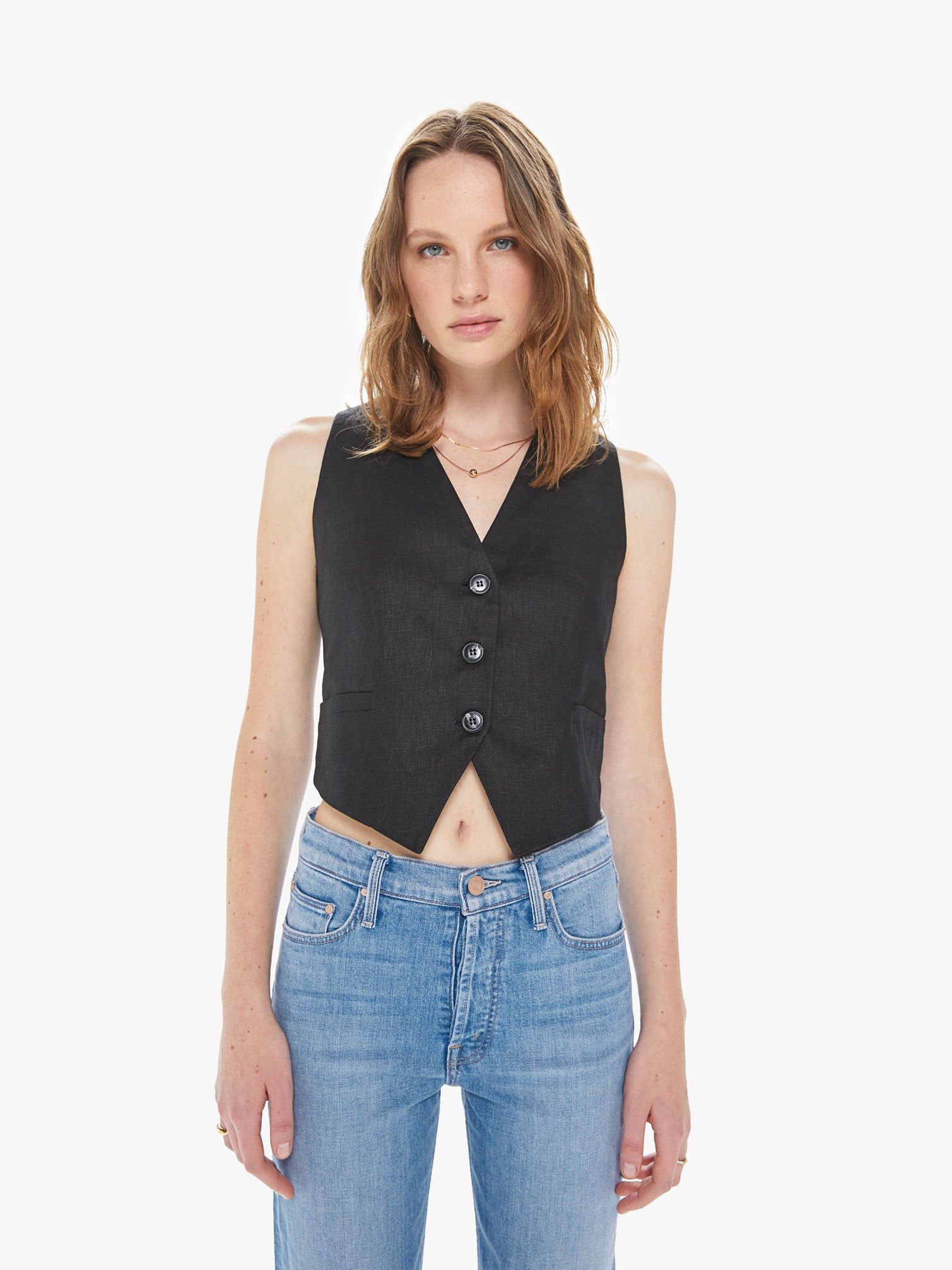 Maria Cher Maupi Vest - Black sold by MOTHER