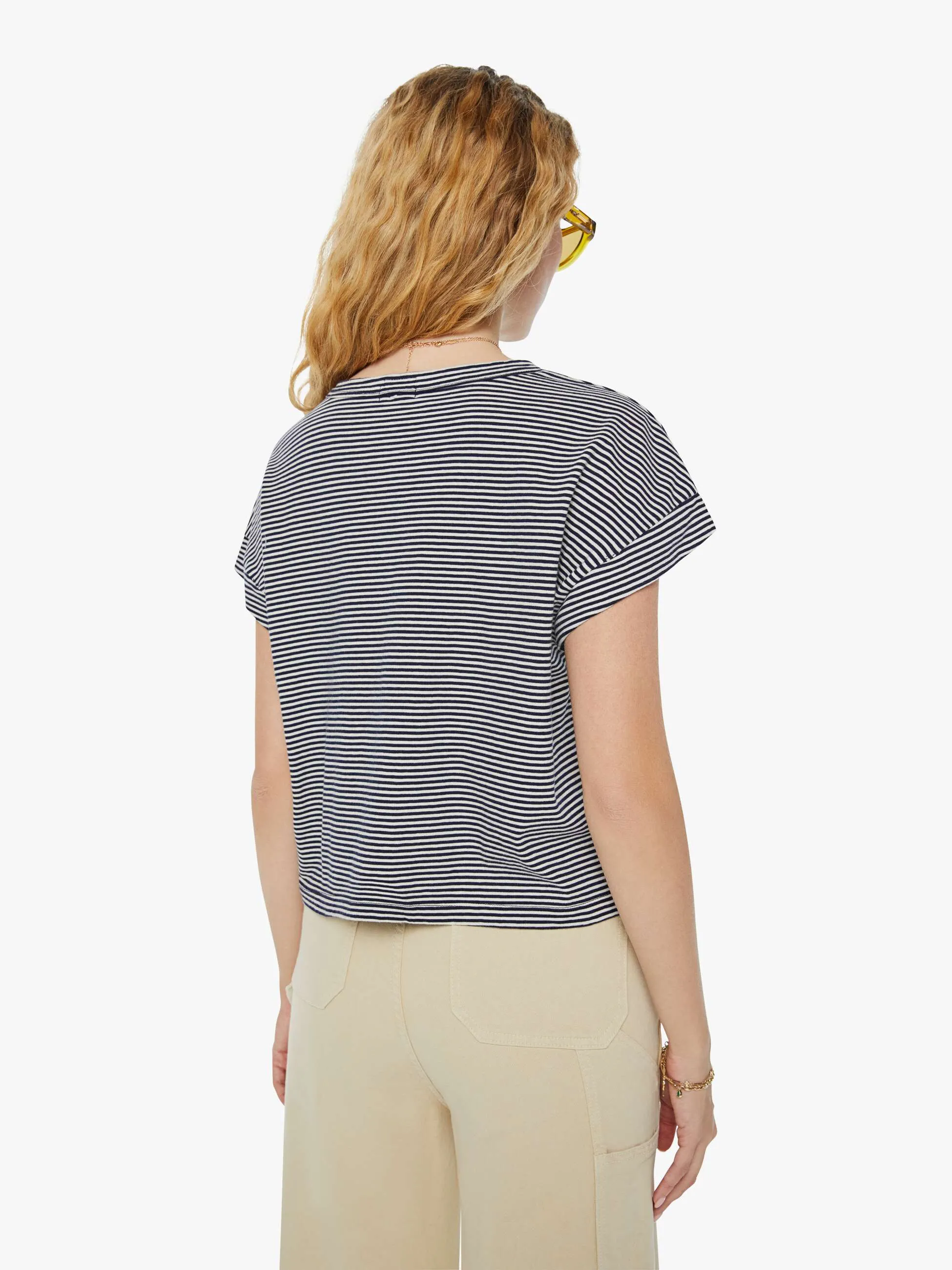 The Keep On Rolling Pocket Tee - Cream And Navy Stripe sold by MOTHER product image thumbnail 4