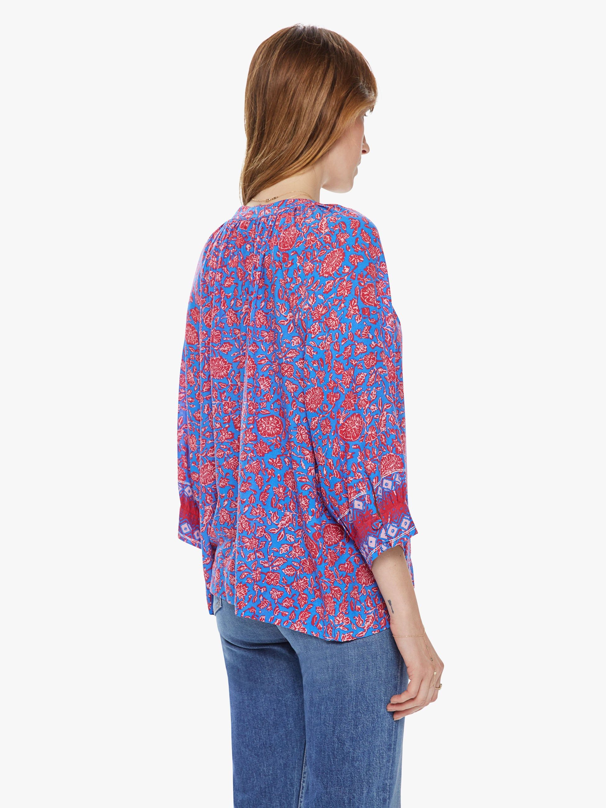 Natalie Martin Remy Top - Bloom Print Persian Blue sold by MOTHER product image thumbnail 4