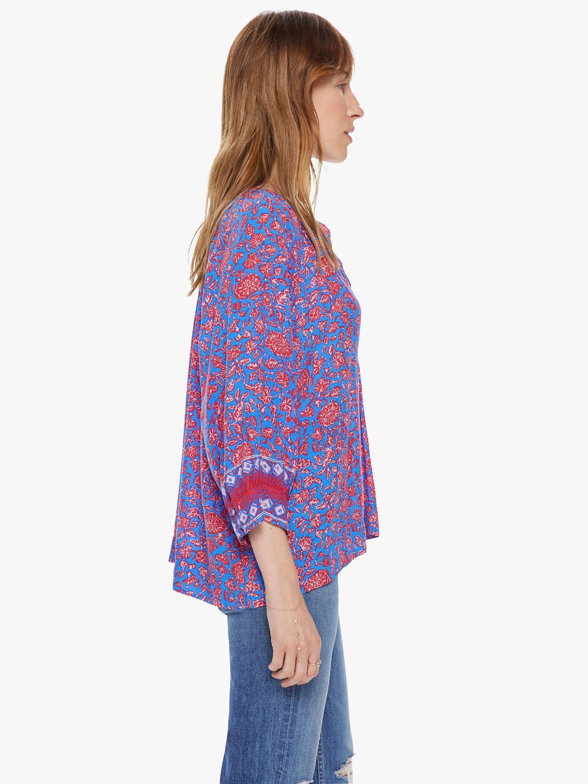 Natalie Martin Remy Top - Bloom Print Persian Blue sold by MOTHER product image thumbnail 3