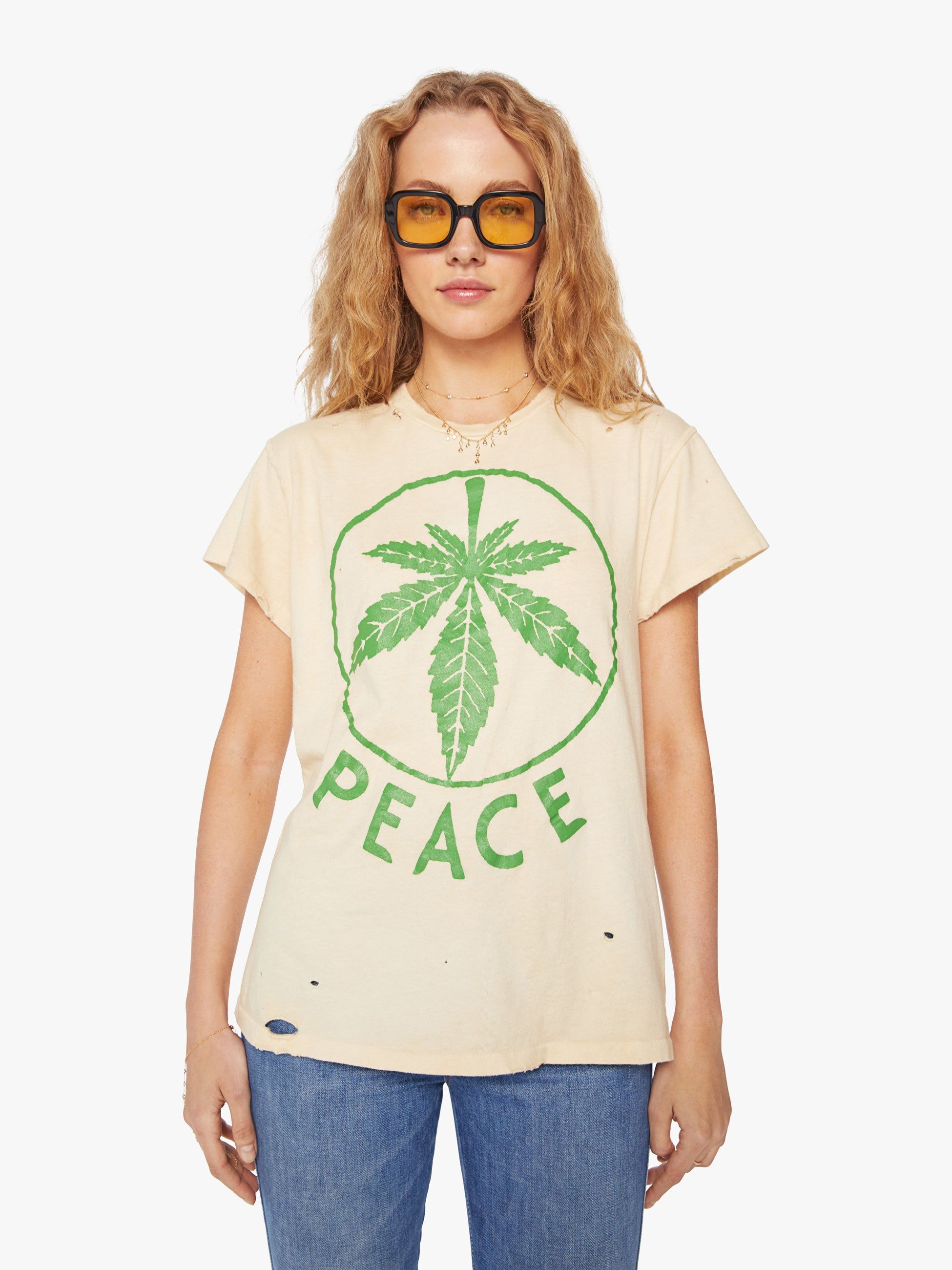 MadeWorn Peace Destroyed Tee - Tea Stained sold by MOTHER