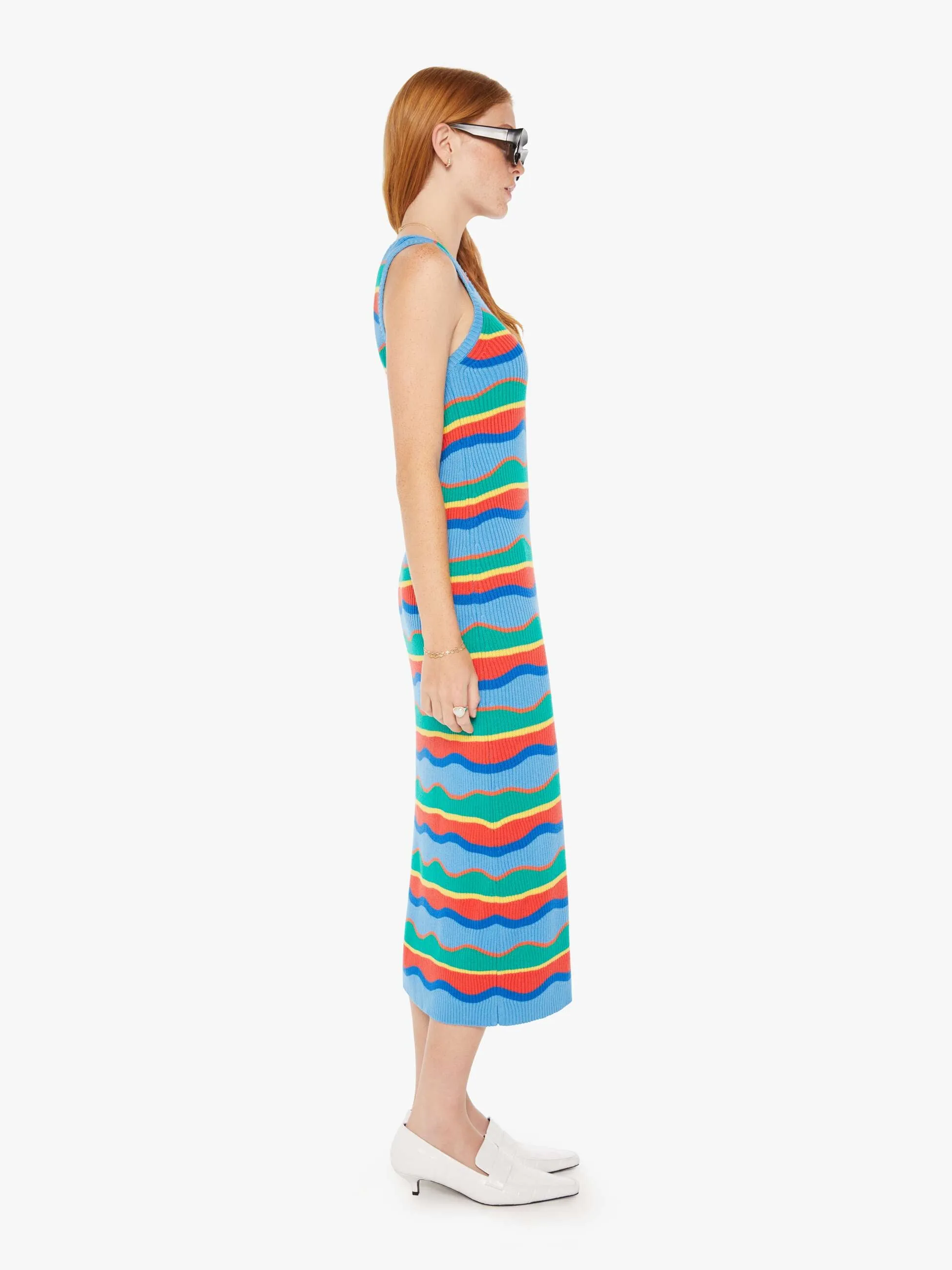 The Like A Glove Column Dress - Multi Blue Stripe sold by MOTHER product image thumbnail 3