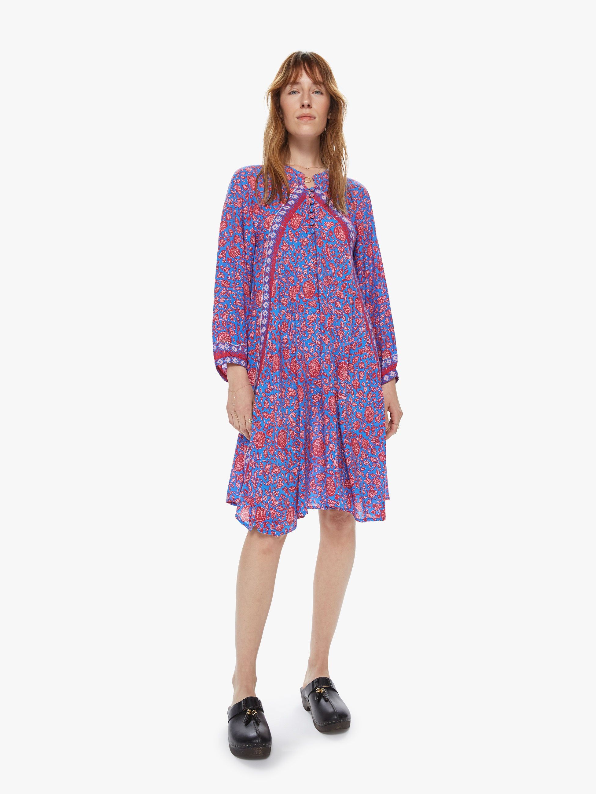 Natalie Martin Fiore Short Dress - Bloom Print Persian Blue sold by MOTHER product image thumbnail 2