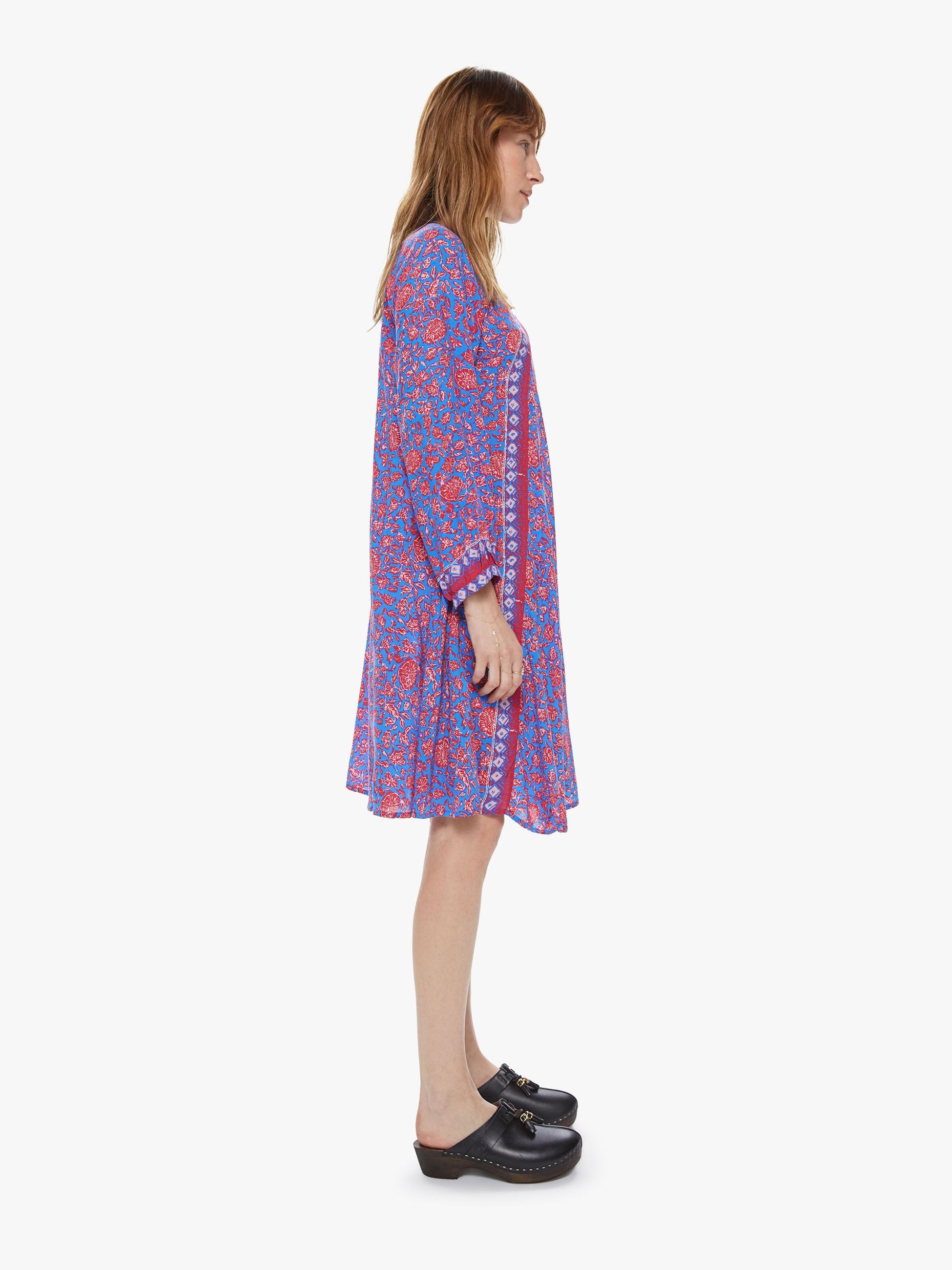 Natalie Martin Fiore Short Dress - Bloom Print Persian Blue sold by MOTHER product image thumbnail 3