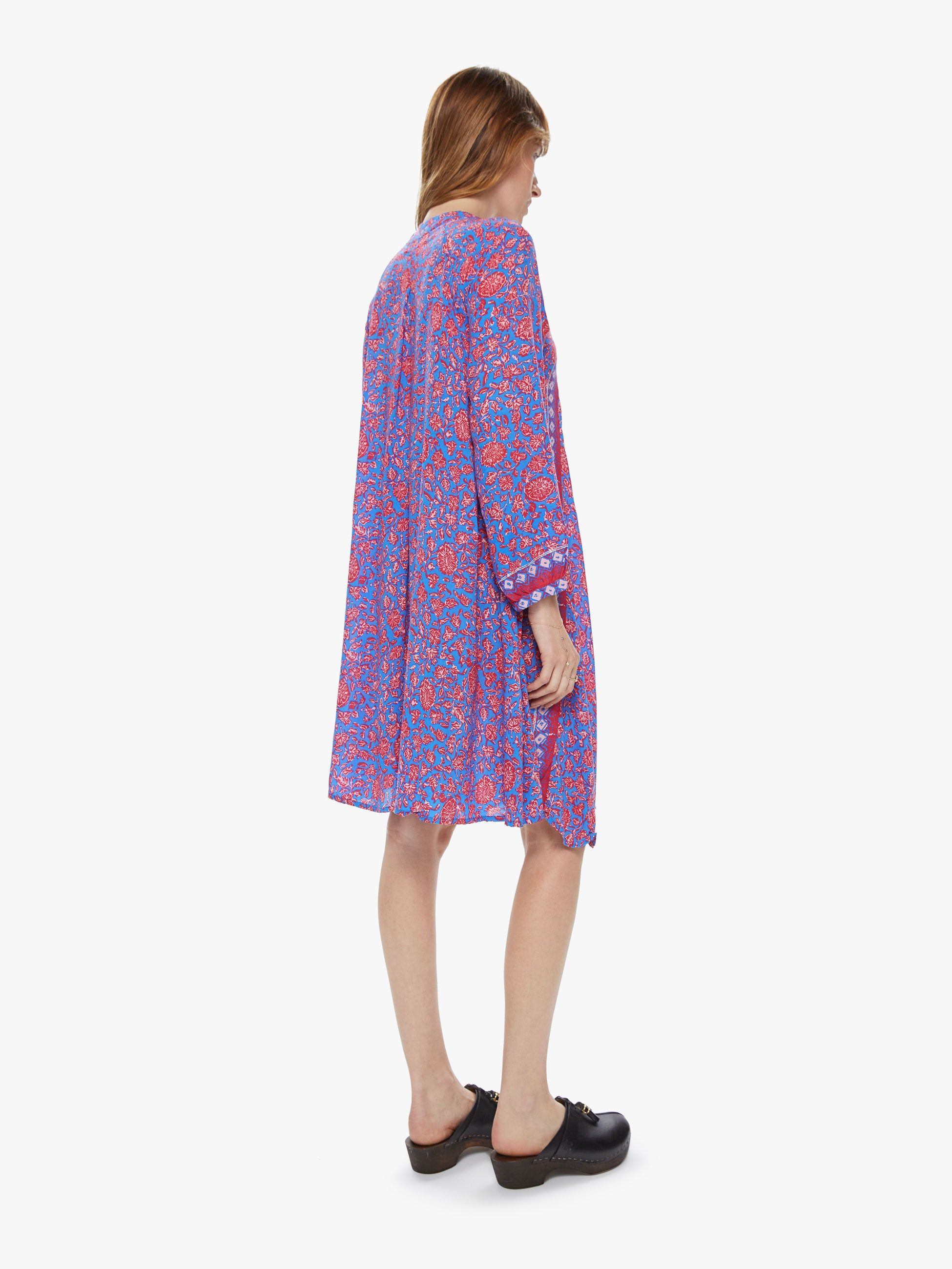 Natalie Martin Fiore Short Dress - Bloom Print Persian Blue sold by MOTHER product image thumbnail 4