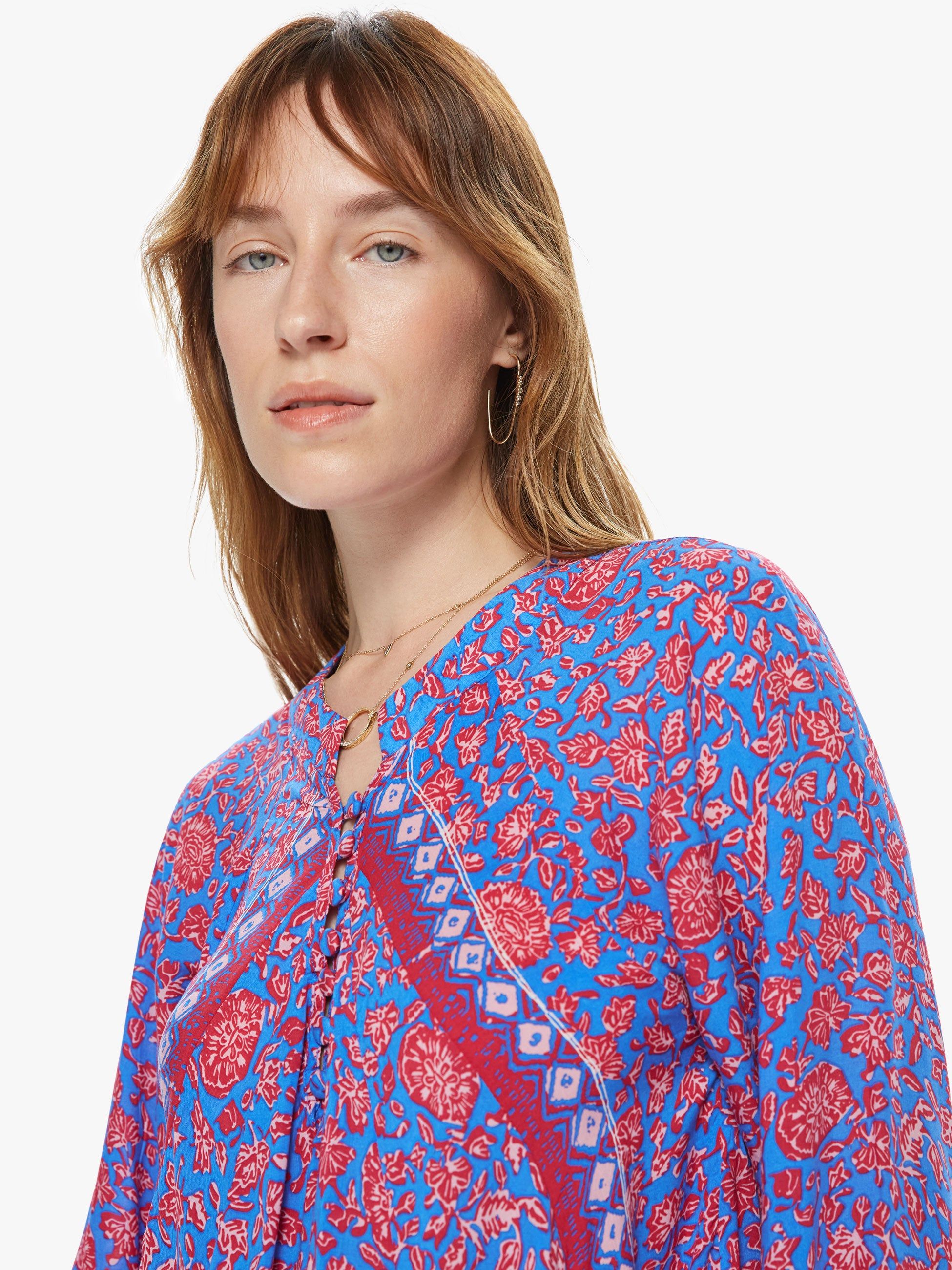 Natalie Martin Fiore Short Dress - Bloom Print Persian Blue sold by MOTHER product image thumbnail 5