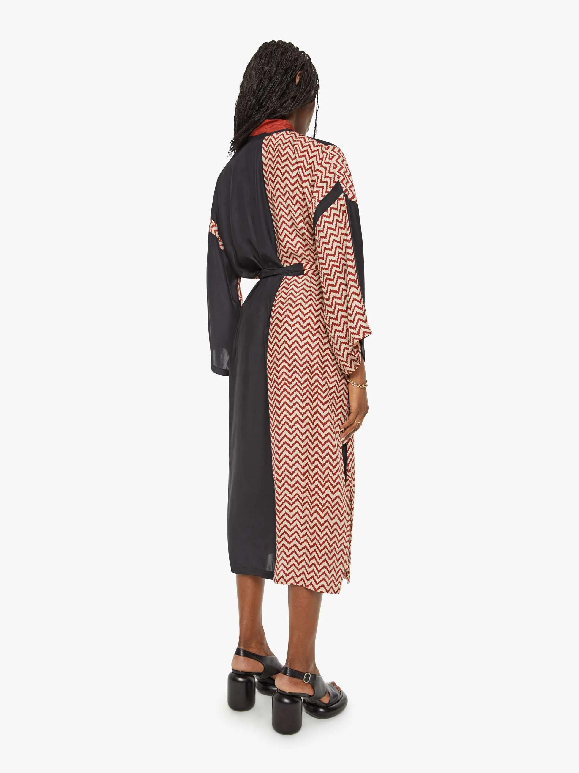 Natalie Martin Diane Robe - Block Zig Zag Print Noire sold by MOTHER product image thumbnail 3