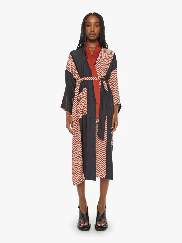 Natalie Martin Diane Robe - Block Zig Zag Print Noire sold by MOTHER