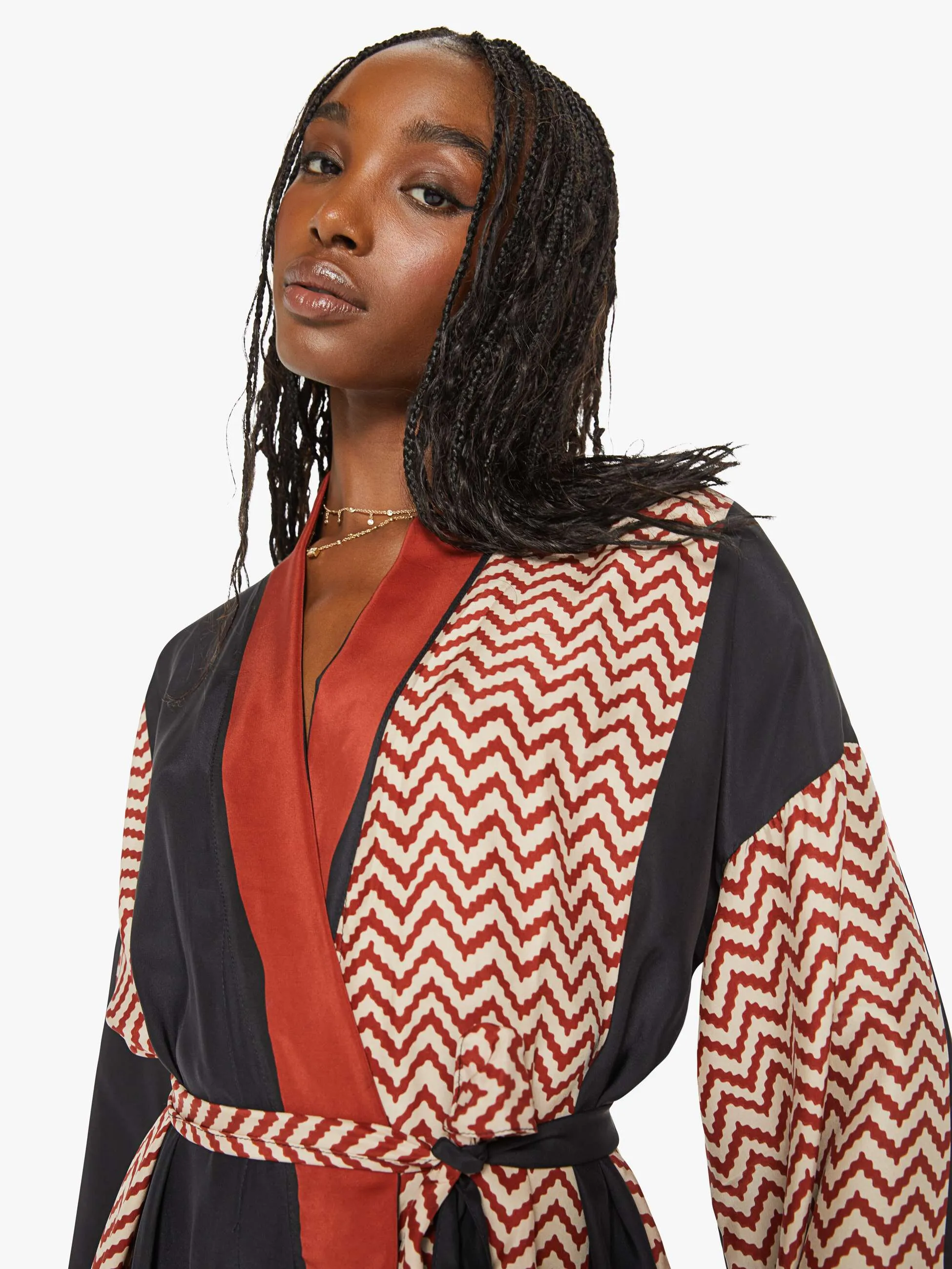 Natalie Martin Diane Robe - Block Zig Zag Print Noire sold by MOTHER product image thumbnail 4