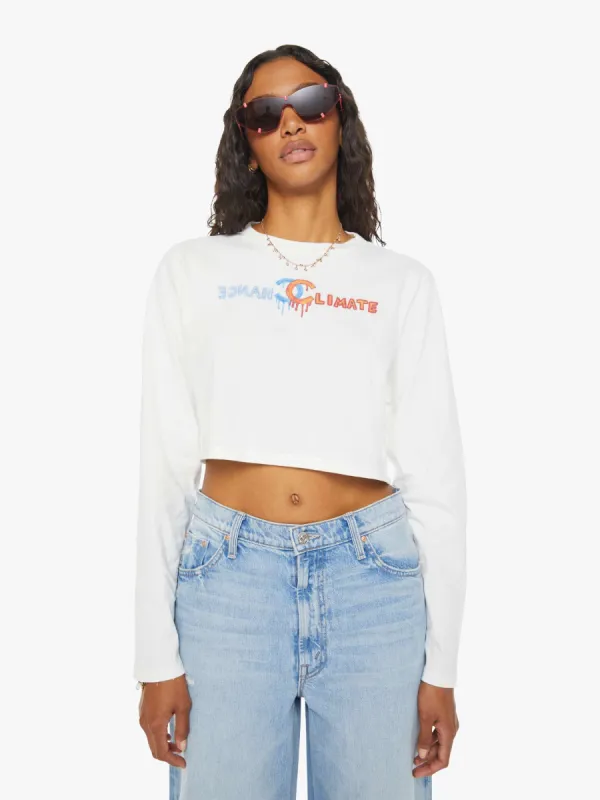 Unfortunate Portrait Climate Change Long Sleeve Crop Tee - White made by MOTHER
