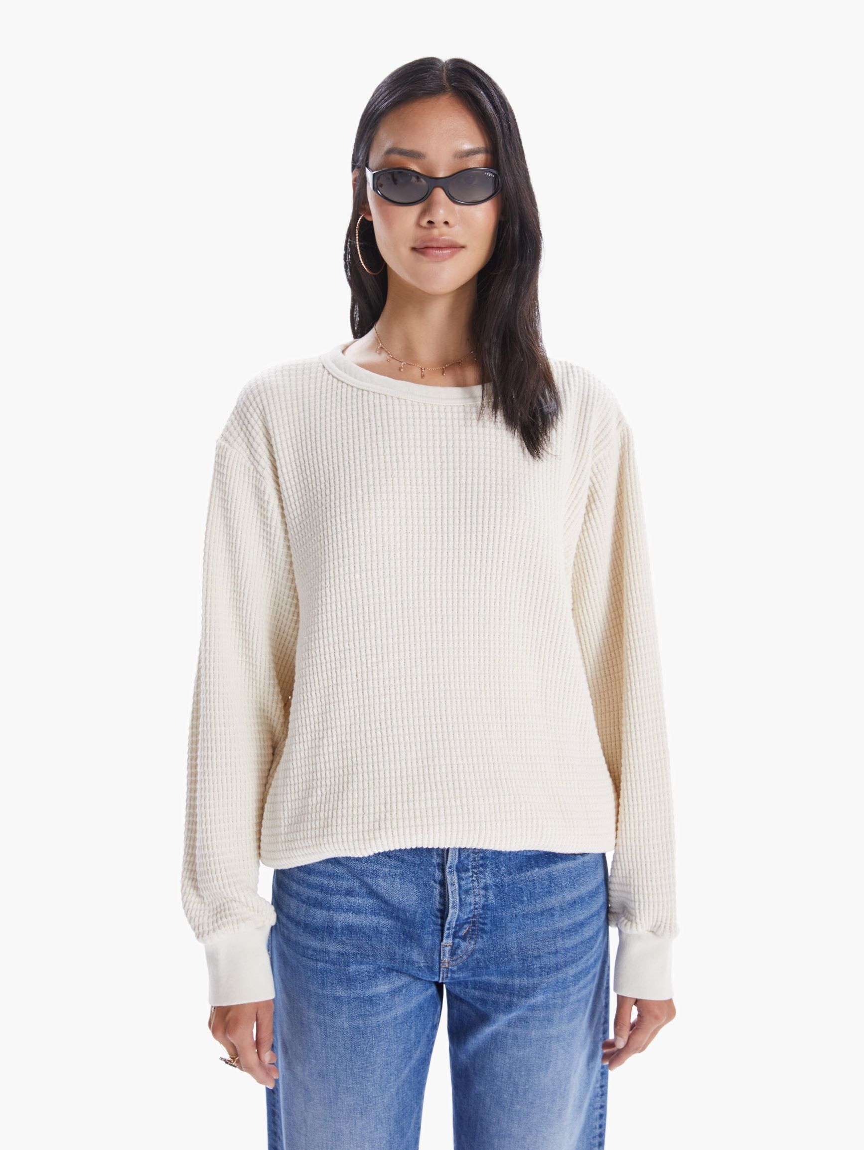 Velva Sheen Crew Set-In Sweatshirt - Natural sold by MOTHER product image thumbnail 2