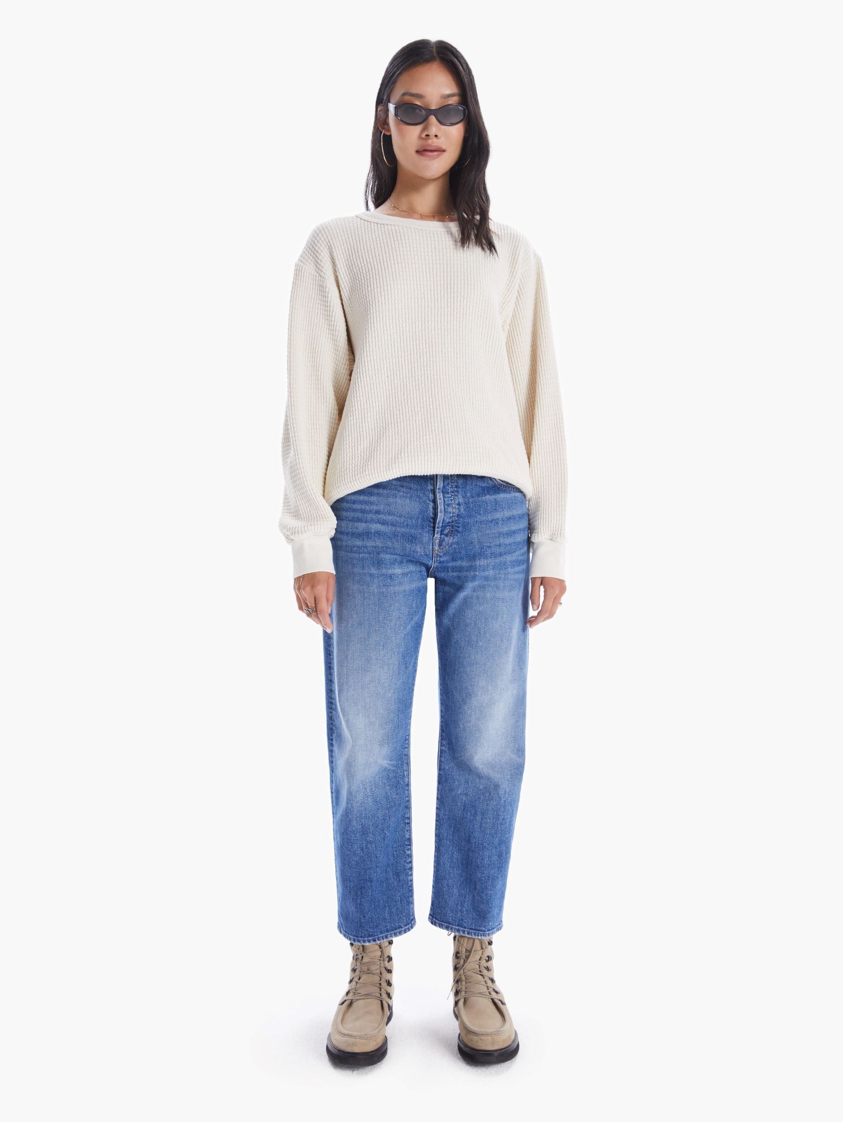 Velva Sheen Crew Set-In Sweatshirt - Natural sold by MOTHER product image thumbnail 5