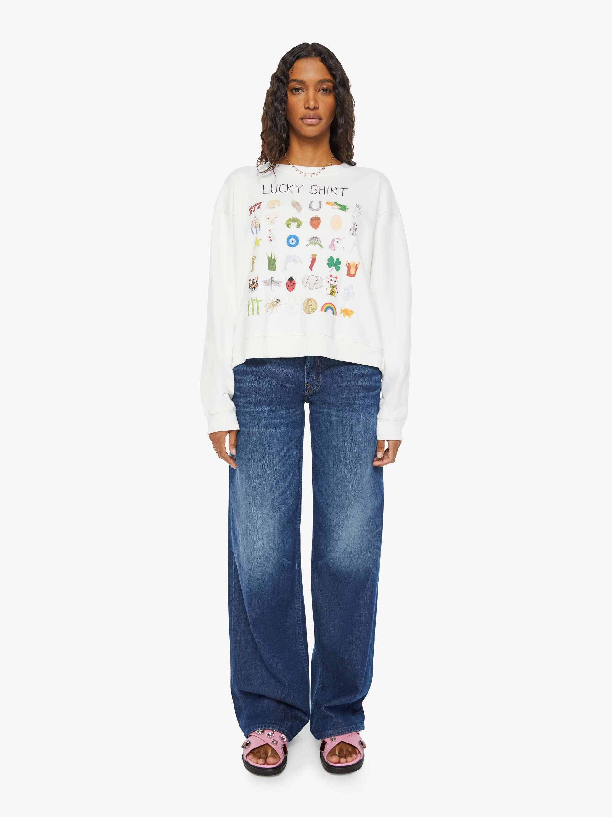 Unfortunate Portrait Lucky Shirt Womens Sweatshirt - White sold by MOTHER product image thumbnail 4