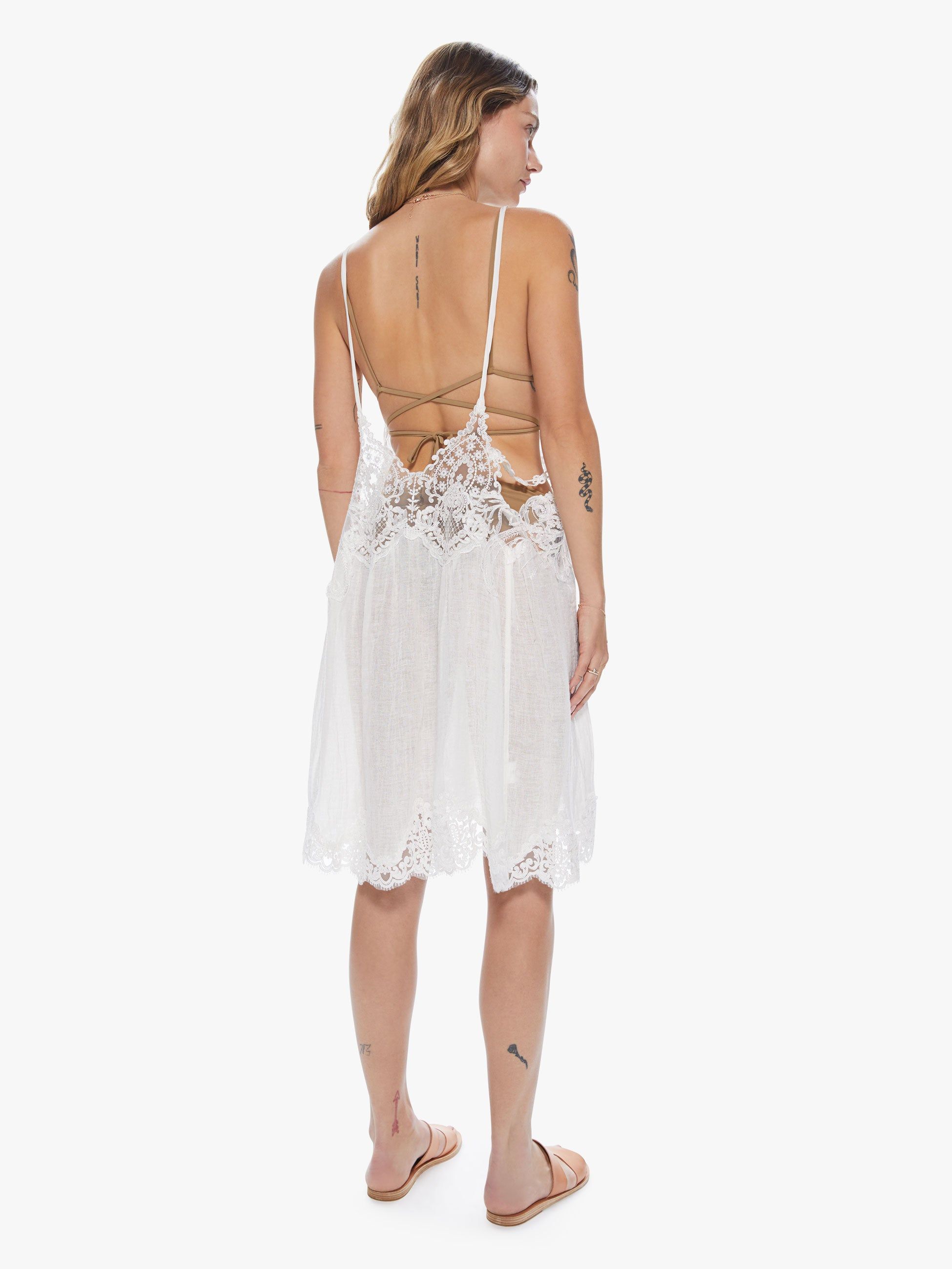 Maurizio Mykonos Open Lace Short Dress - White sold by MOTHER product image thumbnail 4