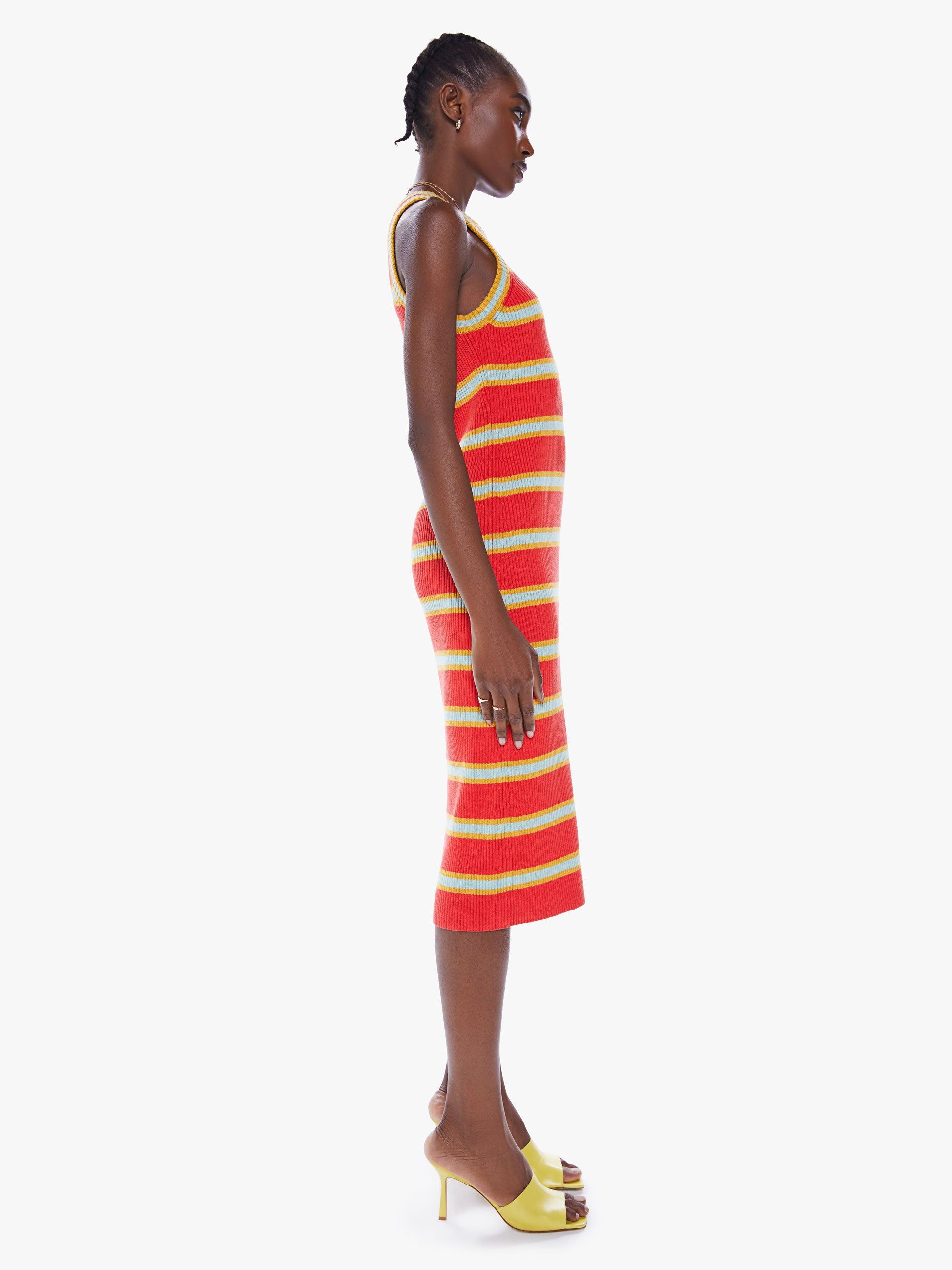 The Chin Ups Midi Dress - Red And Mint Stripe sold by MOTHER product image thumbnail 3
