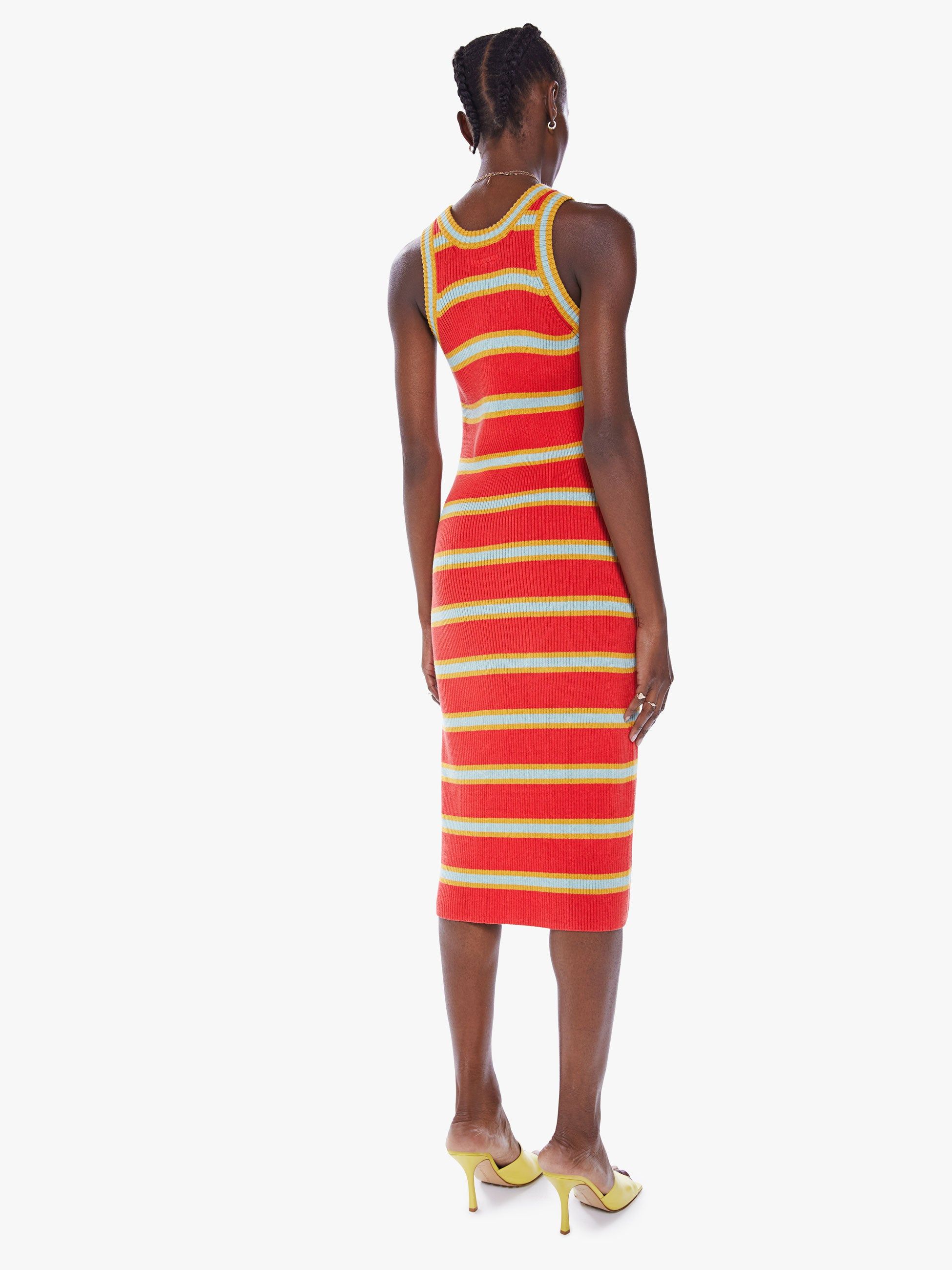 The Chin Ups Midi Dress - Red And Mint Stripe sold by MOTHER product image thumbnail 4