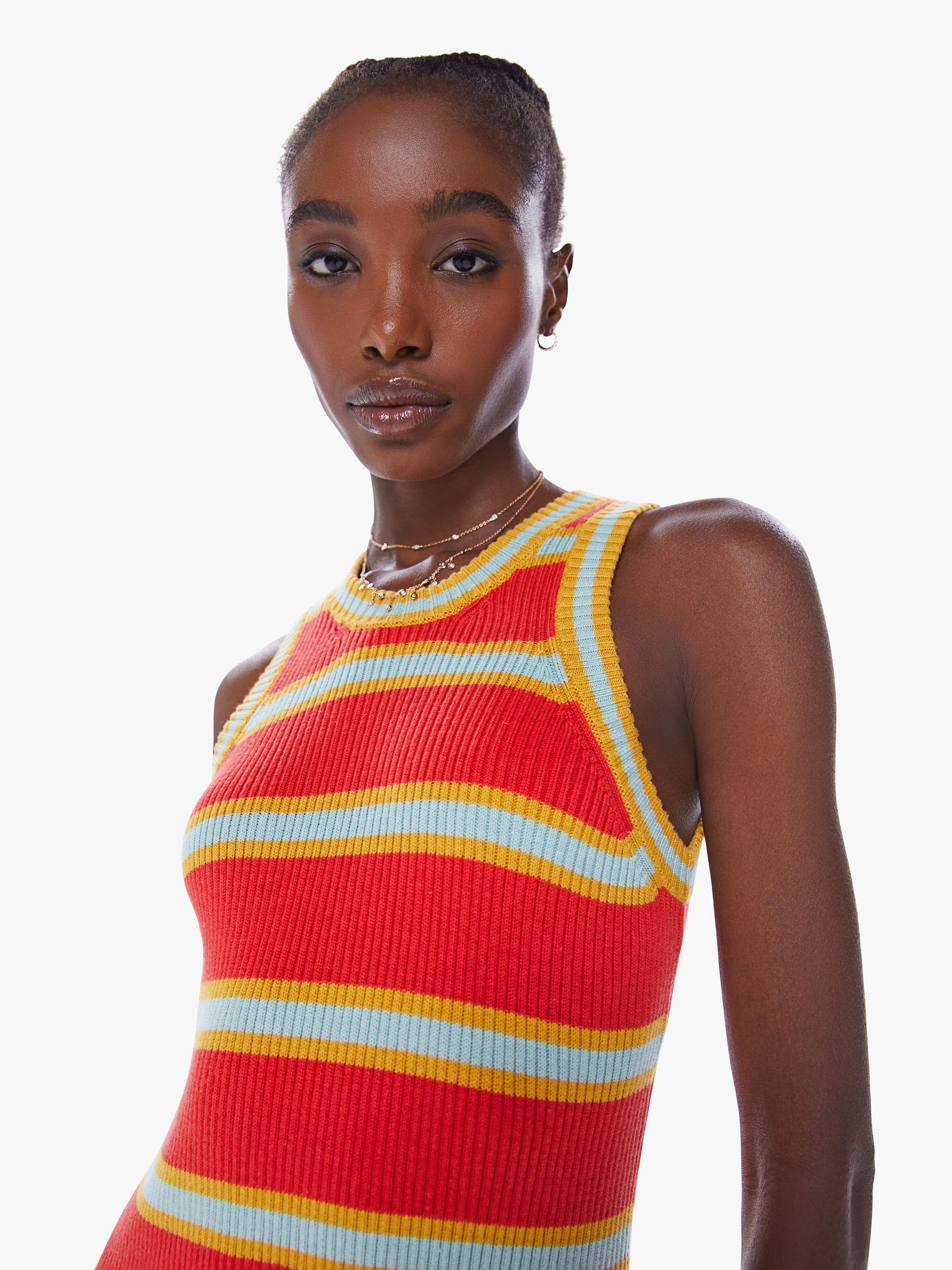 The Chin Ups Midi Dress - Red And Mint Stripe sold by MOTHER product image thumbnail 5